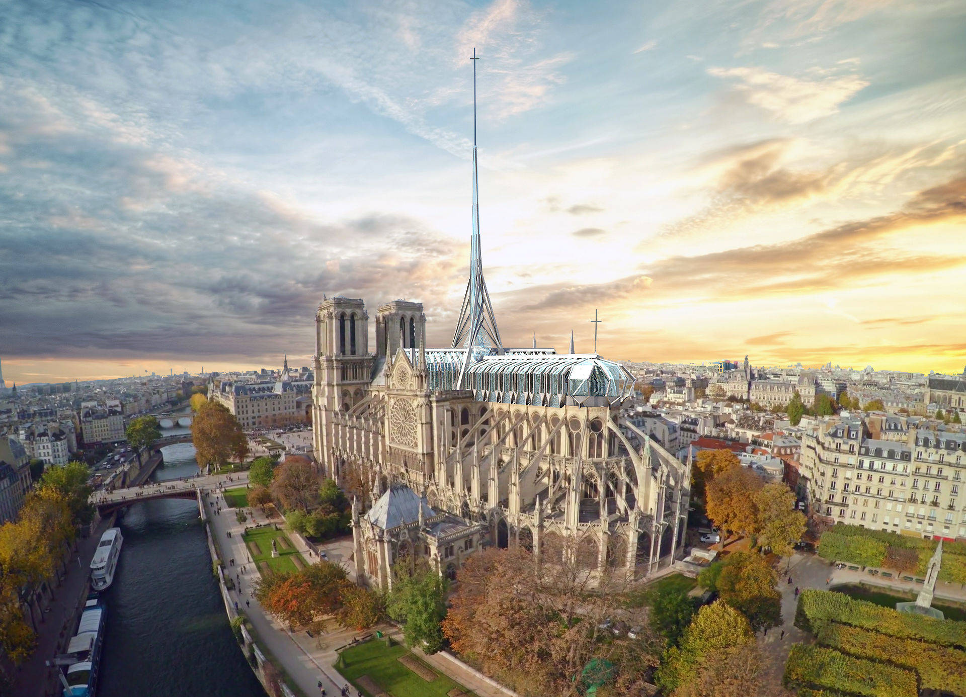 Notre Dame Cathedral And Paris Background