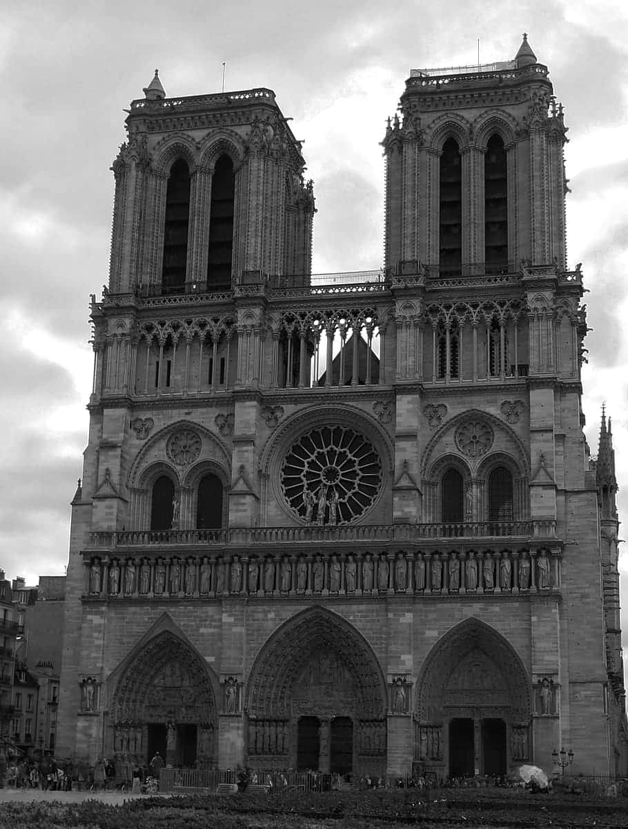 Notre Dame Cathedral Black And White Background