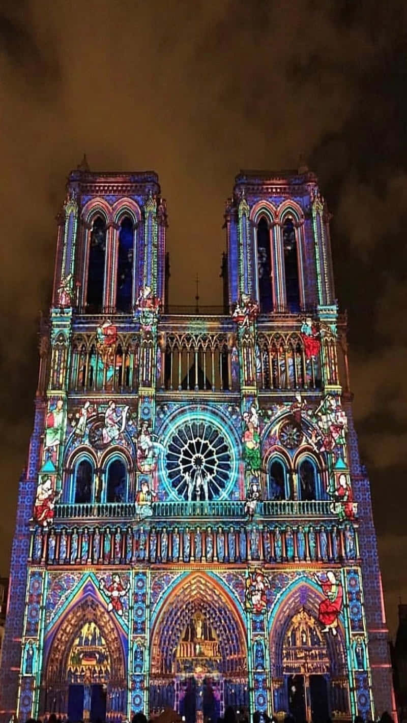 Notre Dame Cathedral Dame De Coeur Light Show Background