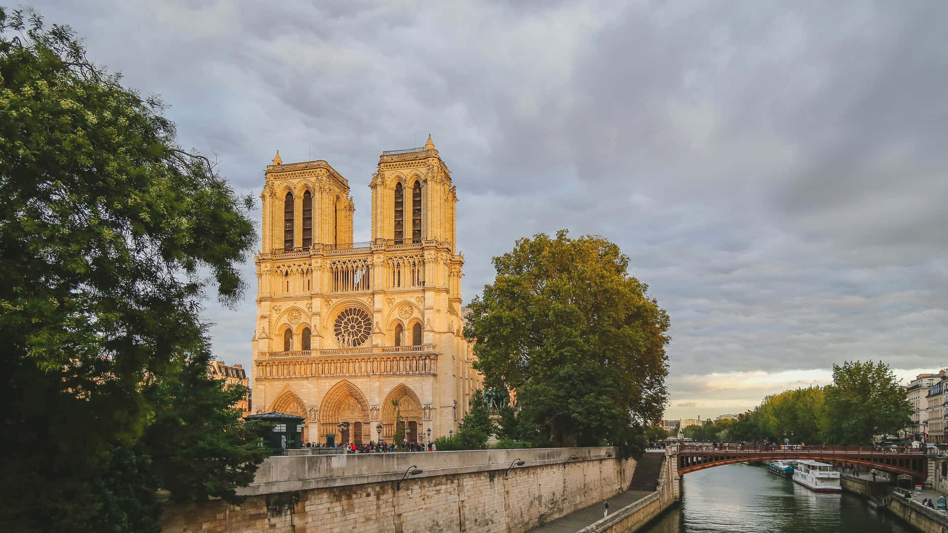 Notre Dame Cathedral With Golden Hue Background