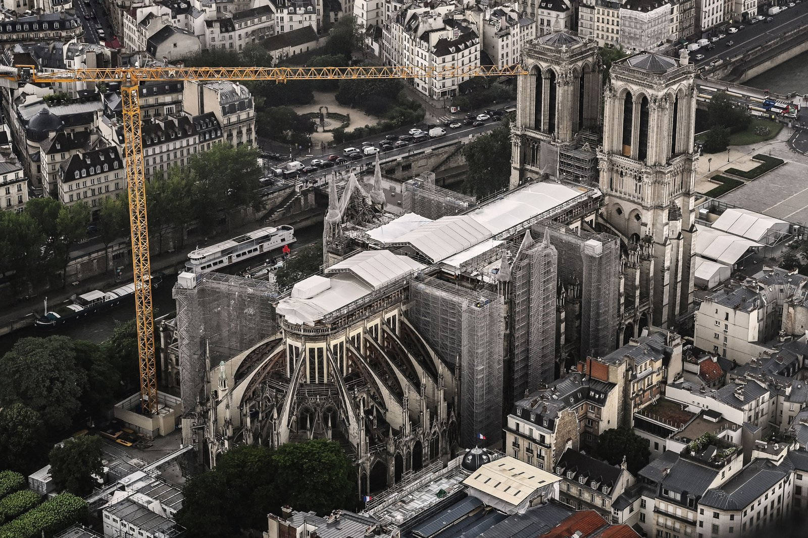 Notre Dame Construction Aerial Shot