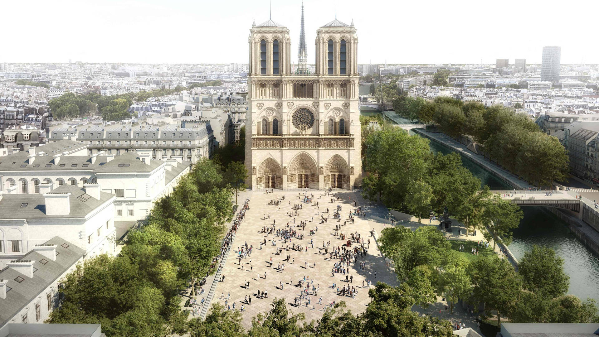 Notre Dame Courtyard Background