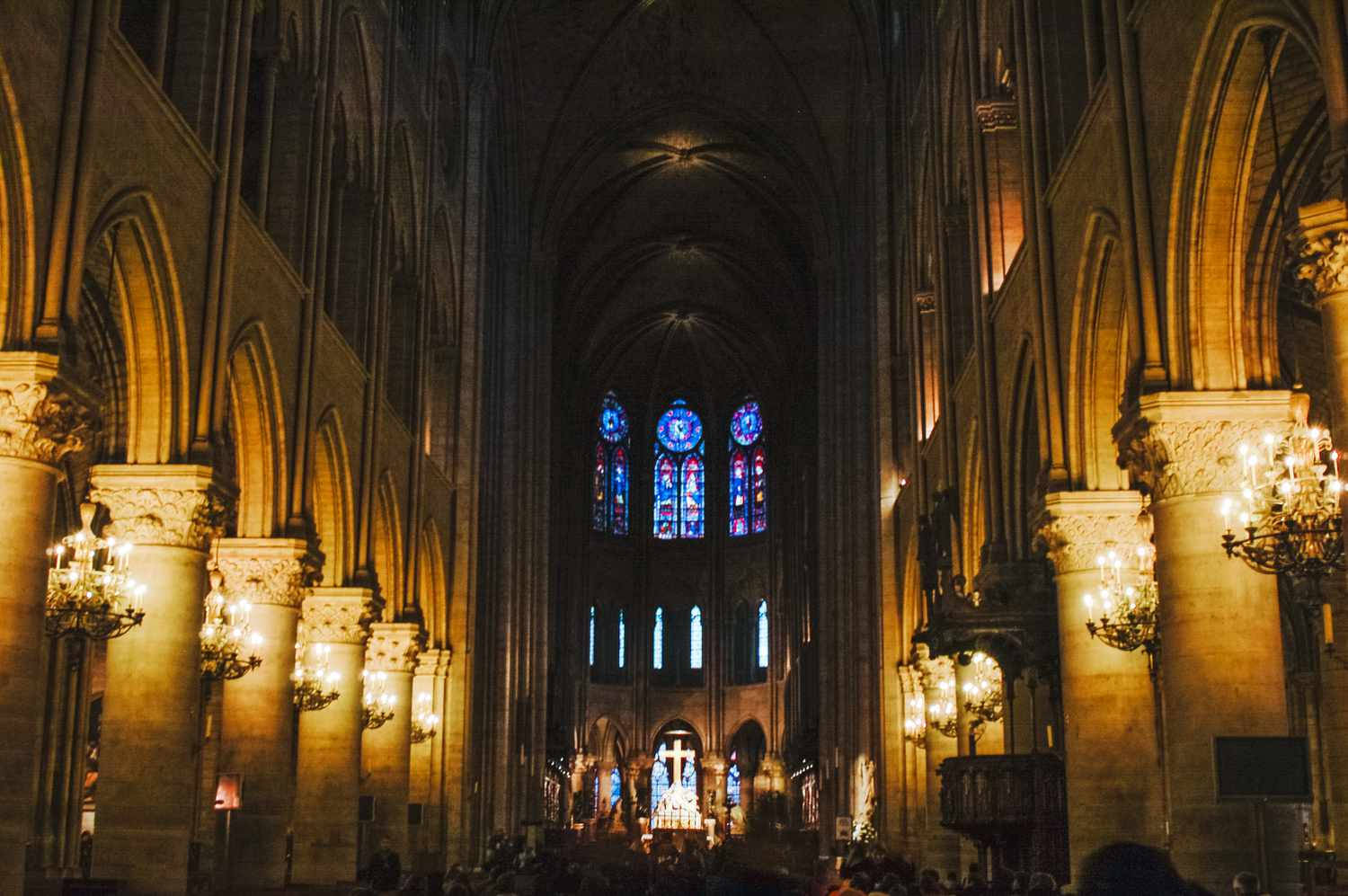 Notre Dame Dim Interior Background