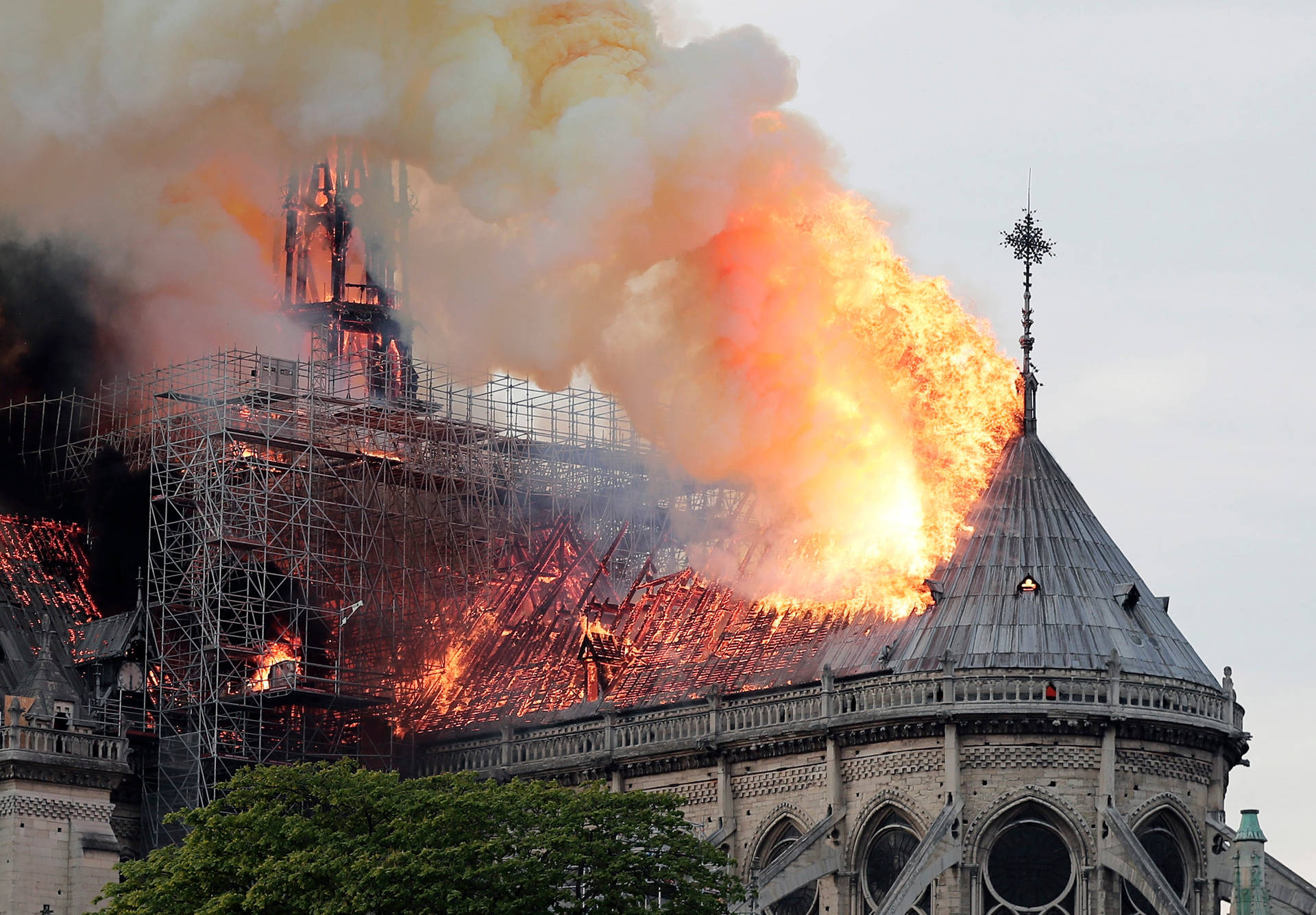 Notre Dame East Side On Fire Background