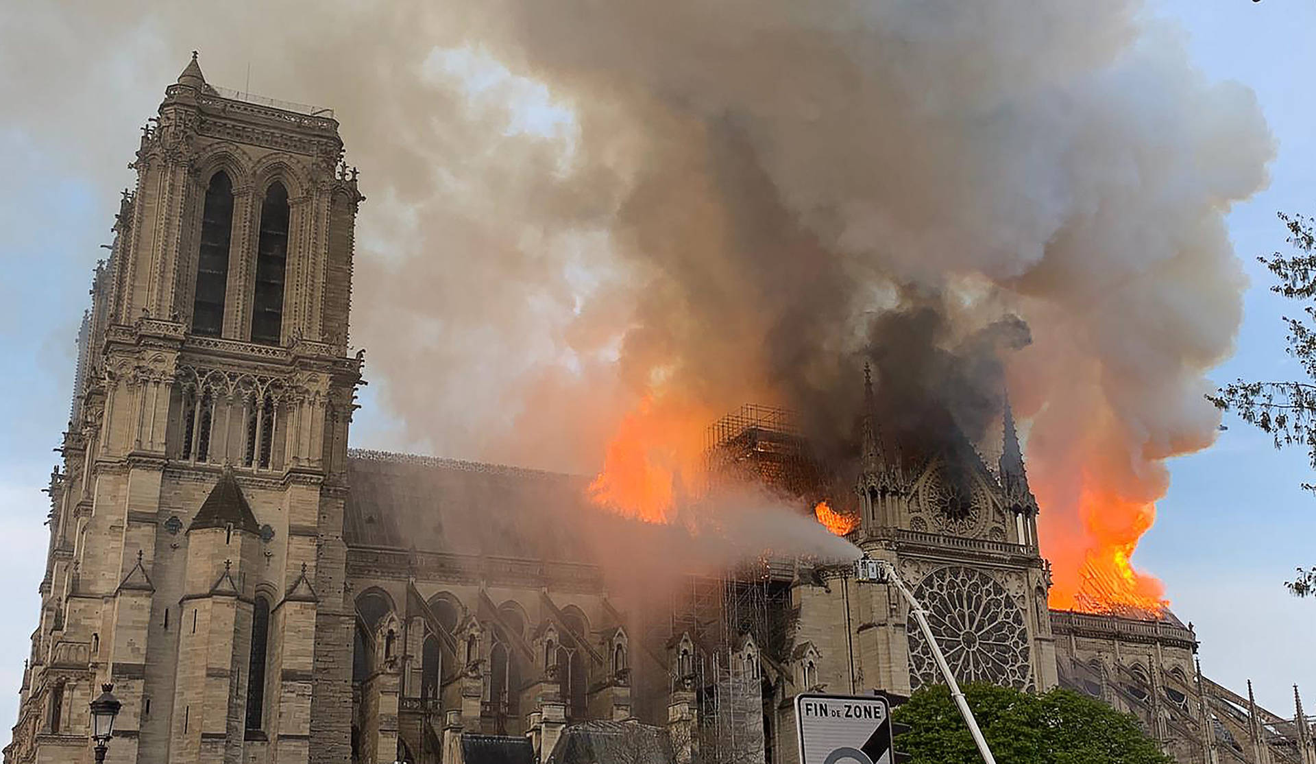 Notre Dame Engulfed In Flames Background