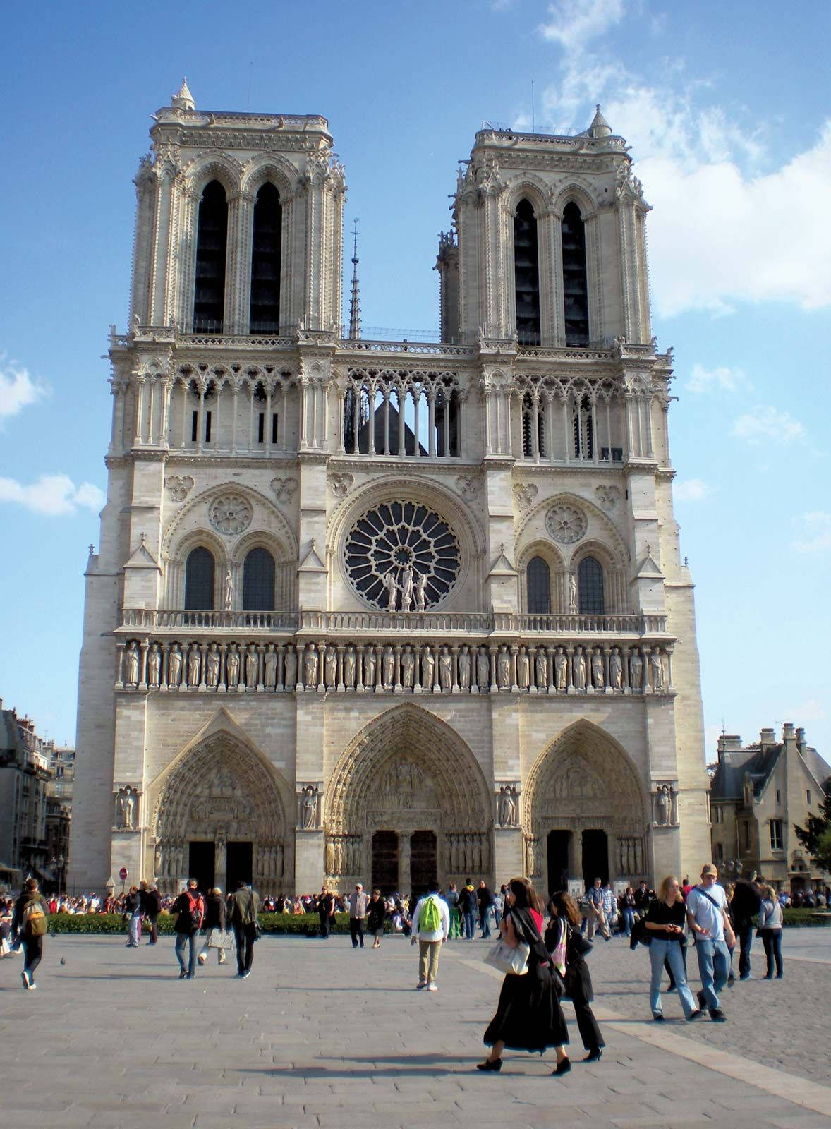 Notre Dame Front Entrance With People Background