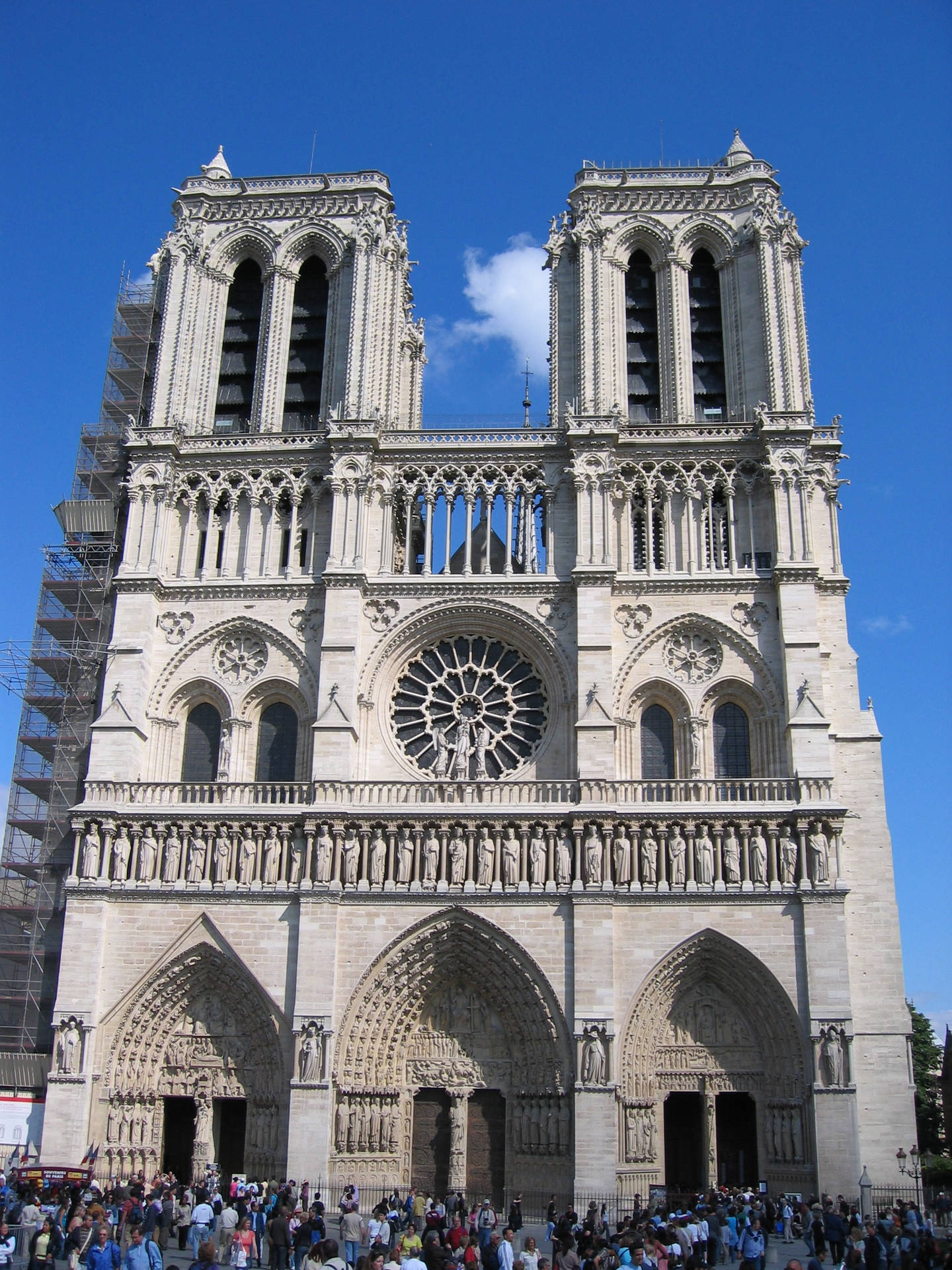 Notre Dame Front View Tourists