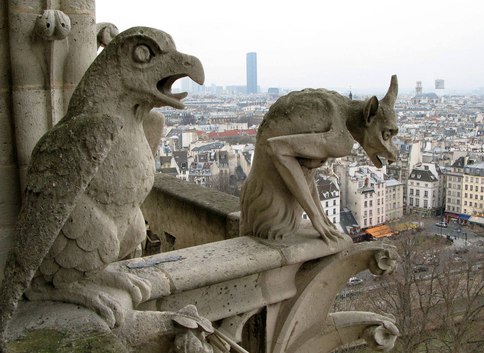 Notre Dame Gargoyles Watching The City