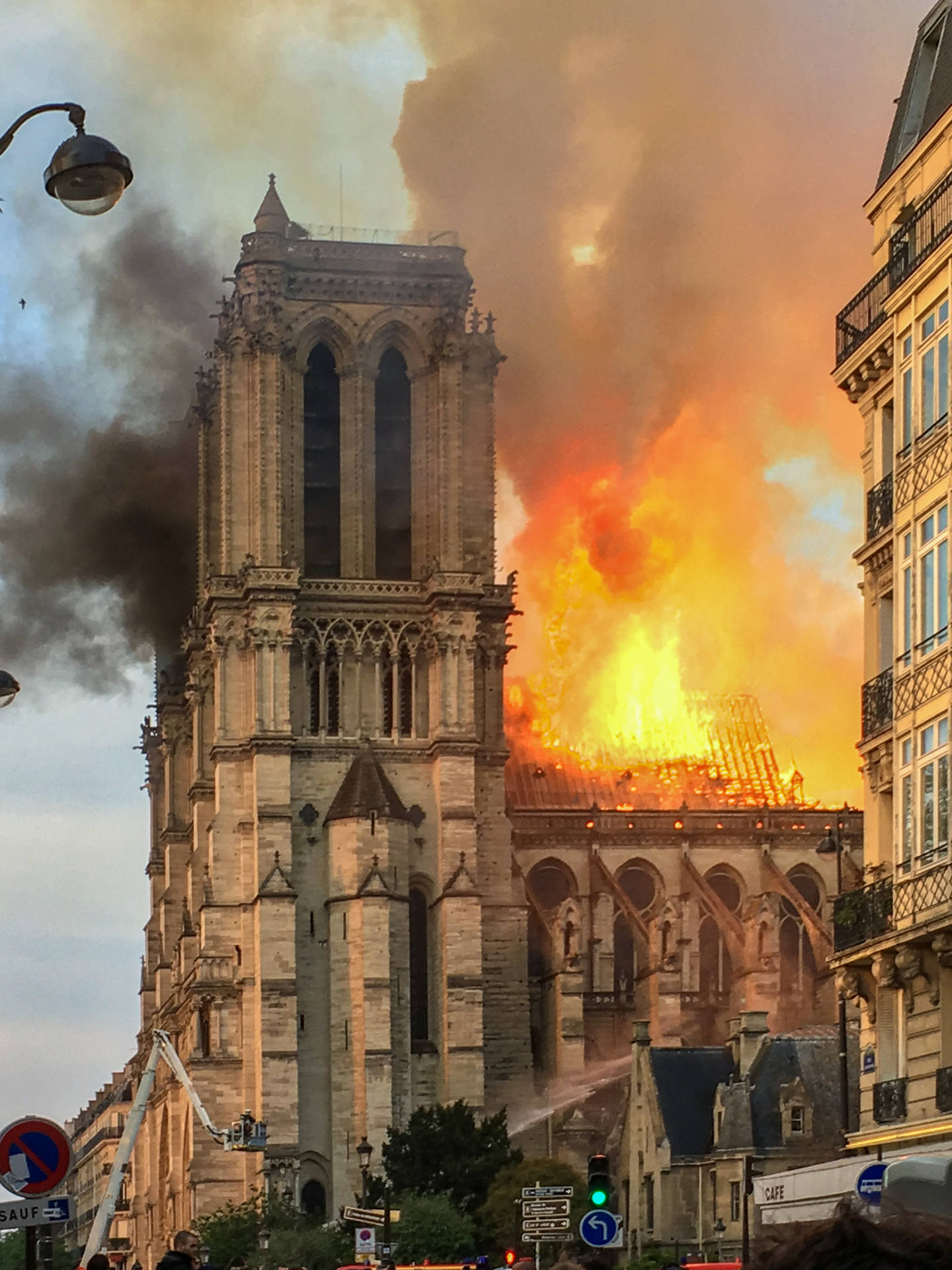 Notre Dame Up In Flames Background