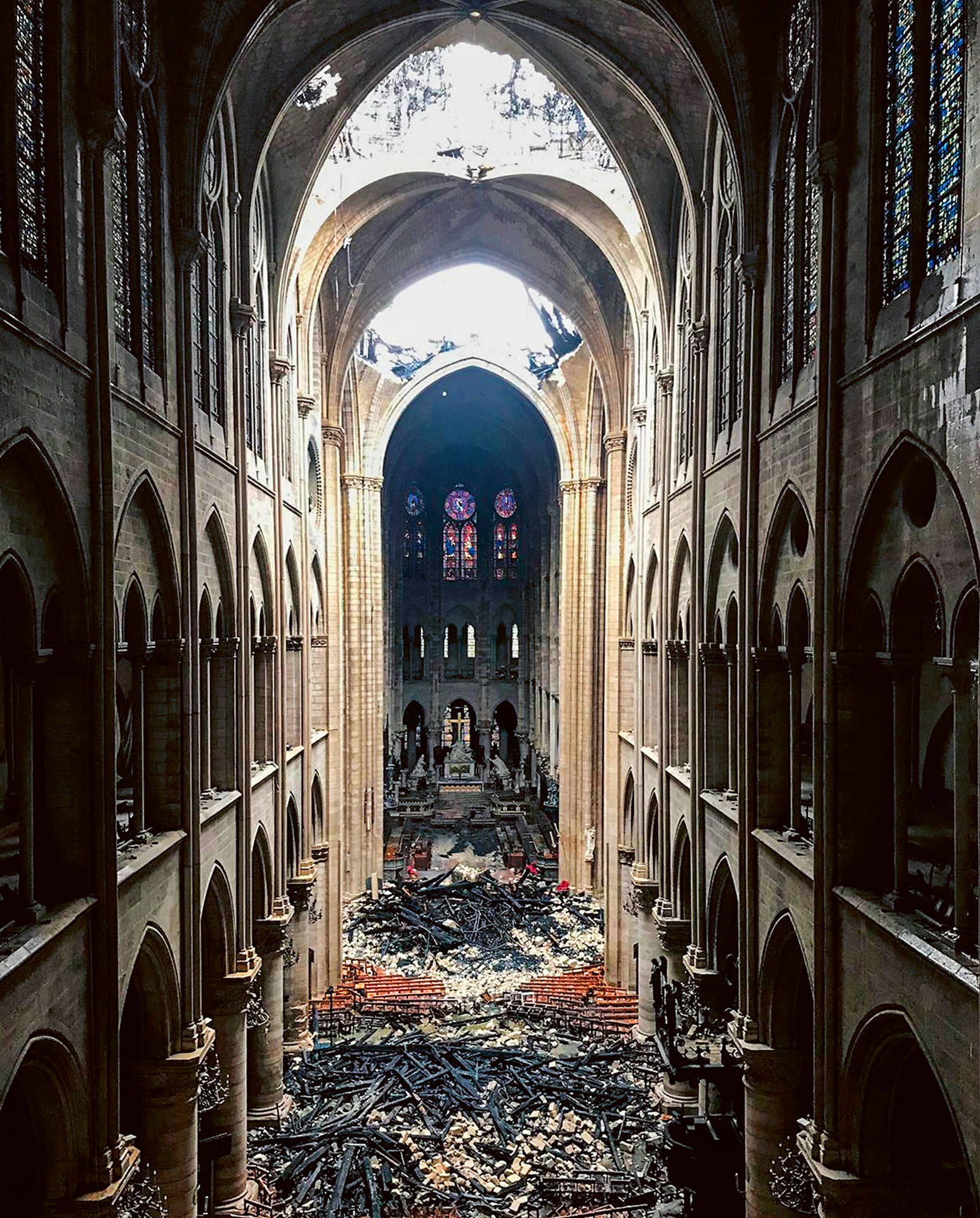 Notre Dame Wrecked Interior Background