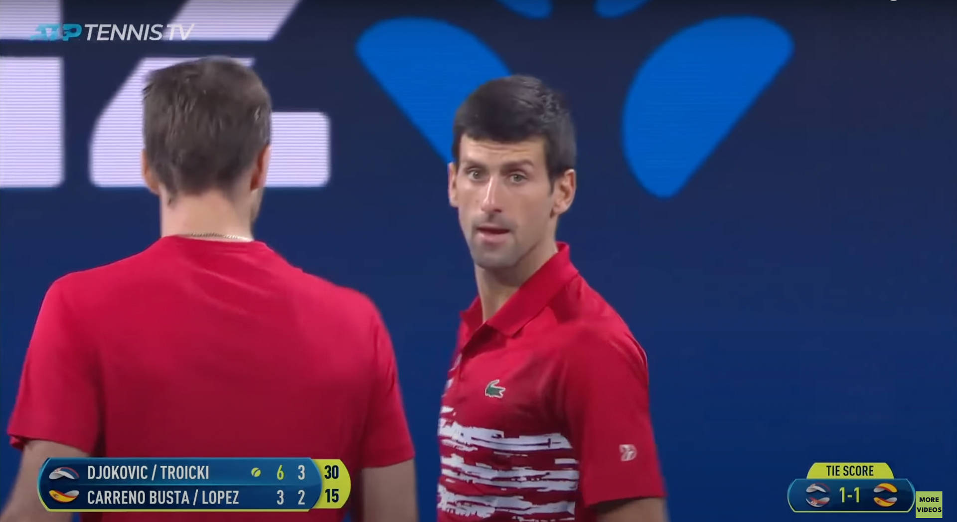 Novak Djokovic And Victor Troicki In Competitive Action