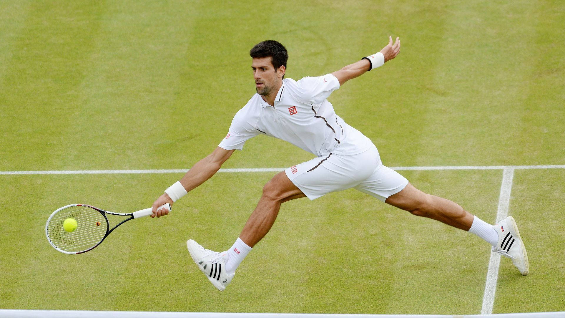 Novak Djokovic In Wimbledon Tennis Field Background