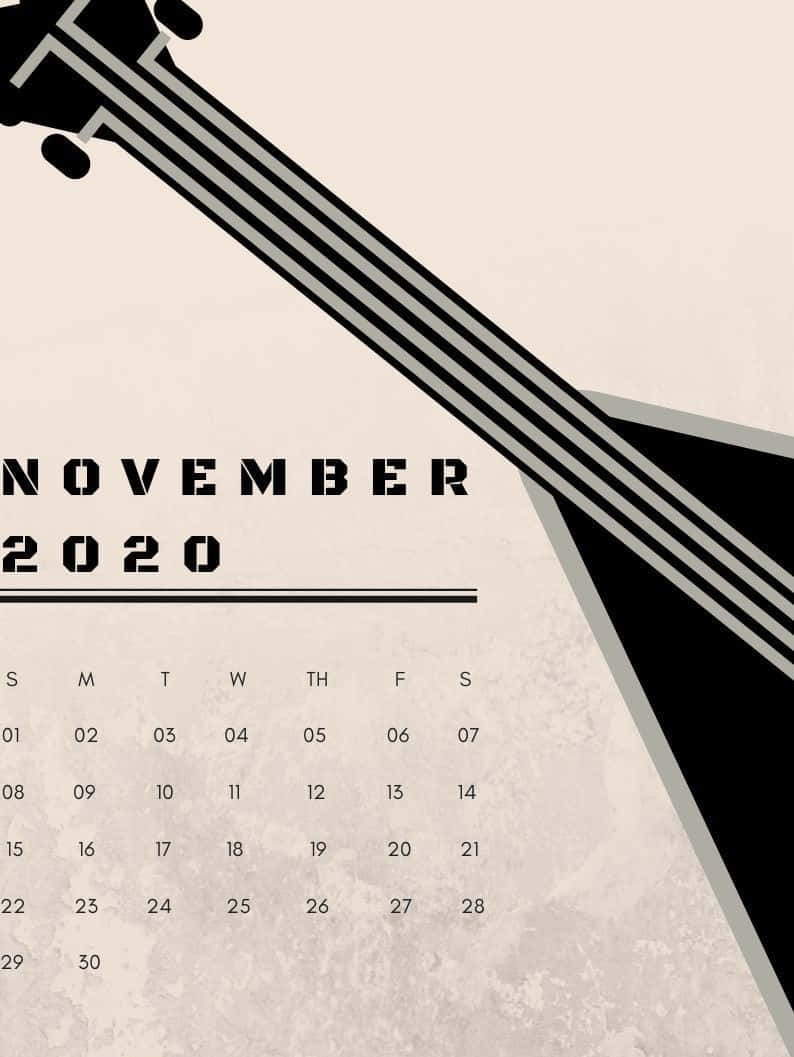 November 2020 Calendar Guitar Background