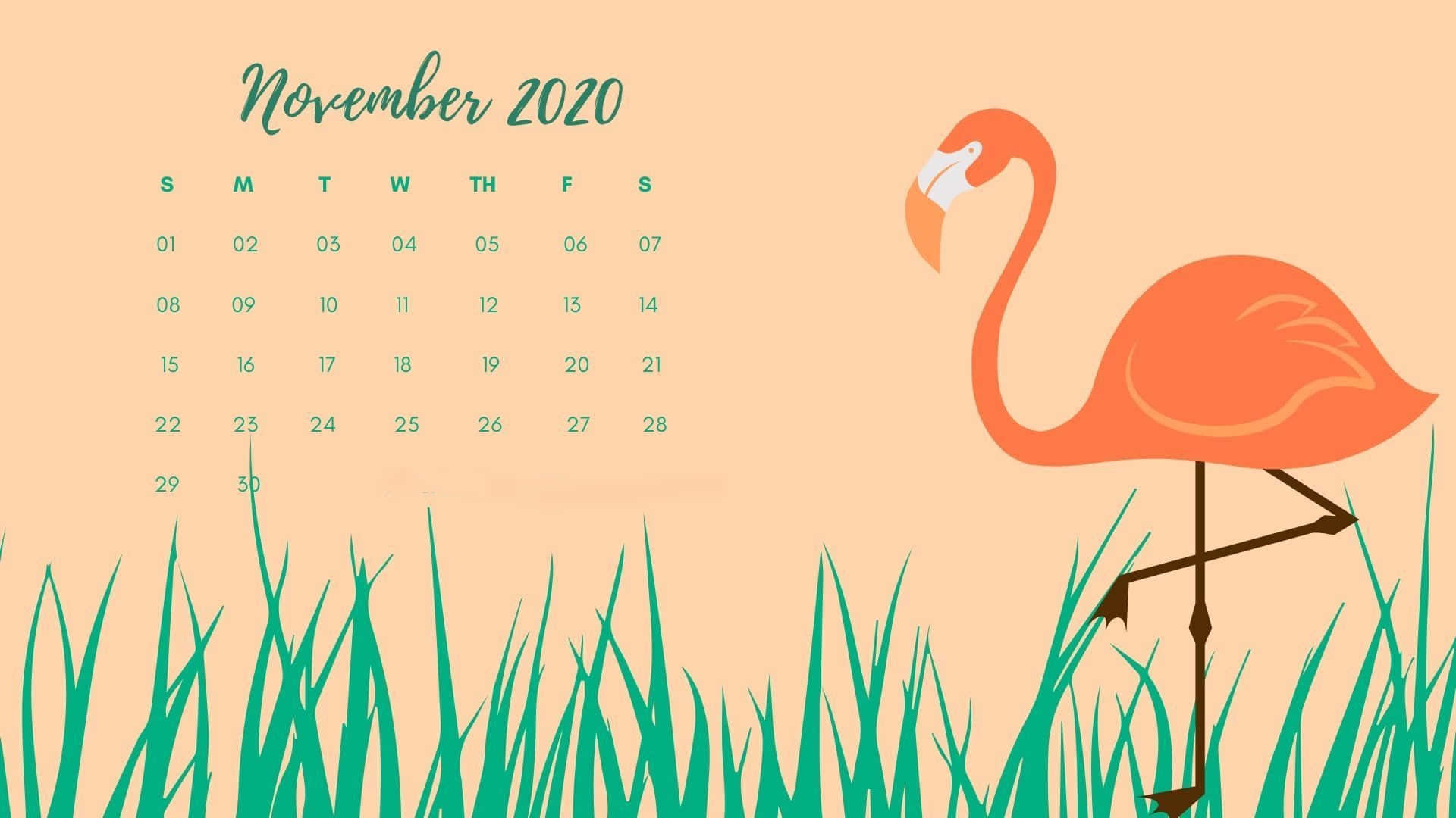 November 2020 Calendar Stork Background