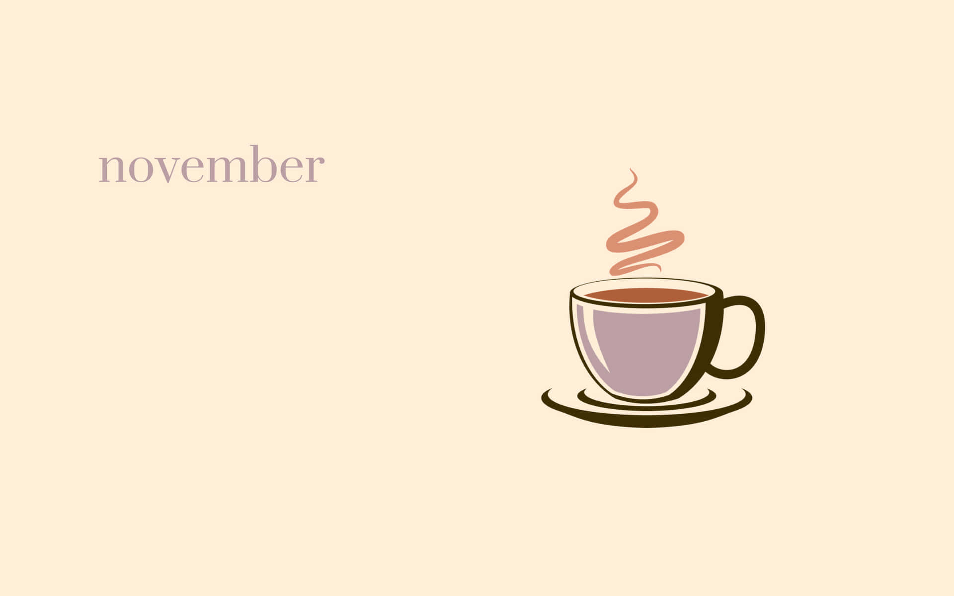 November Coffee Cup With Steam On A Beige Background Background