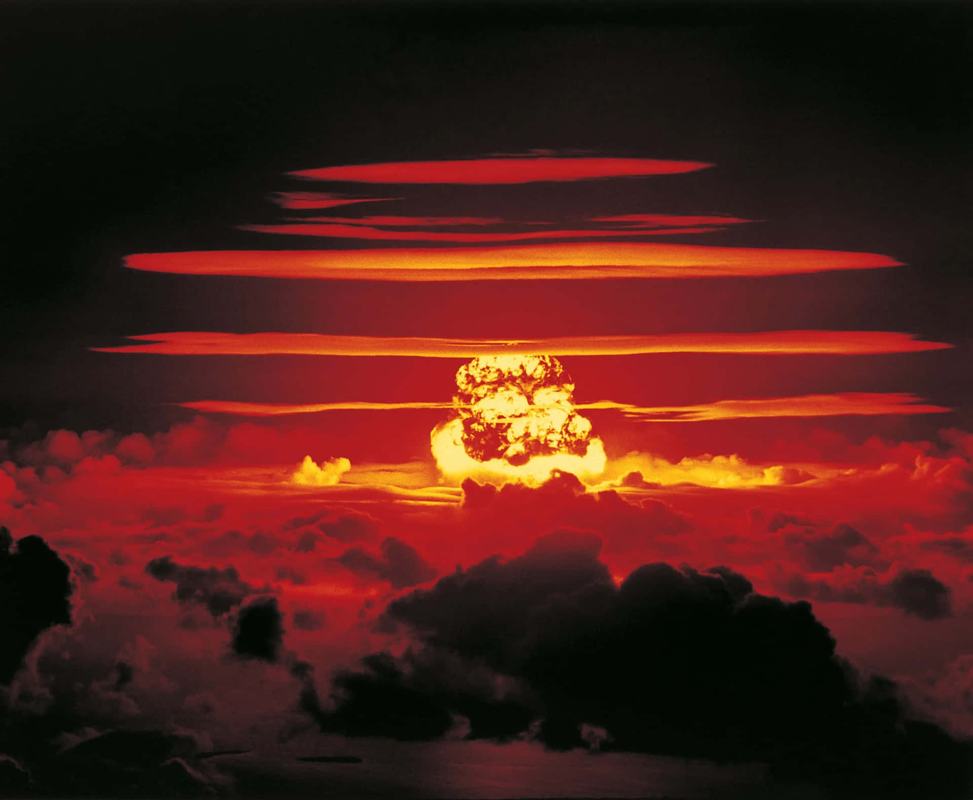 Nuclear Explosion Cloudat Sunset Background