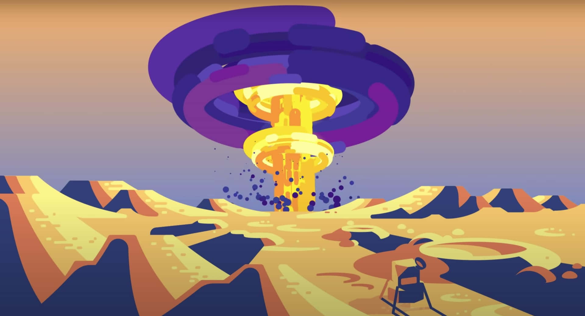 Nuclear Explosion Desert Illustration Background