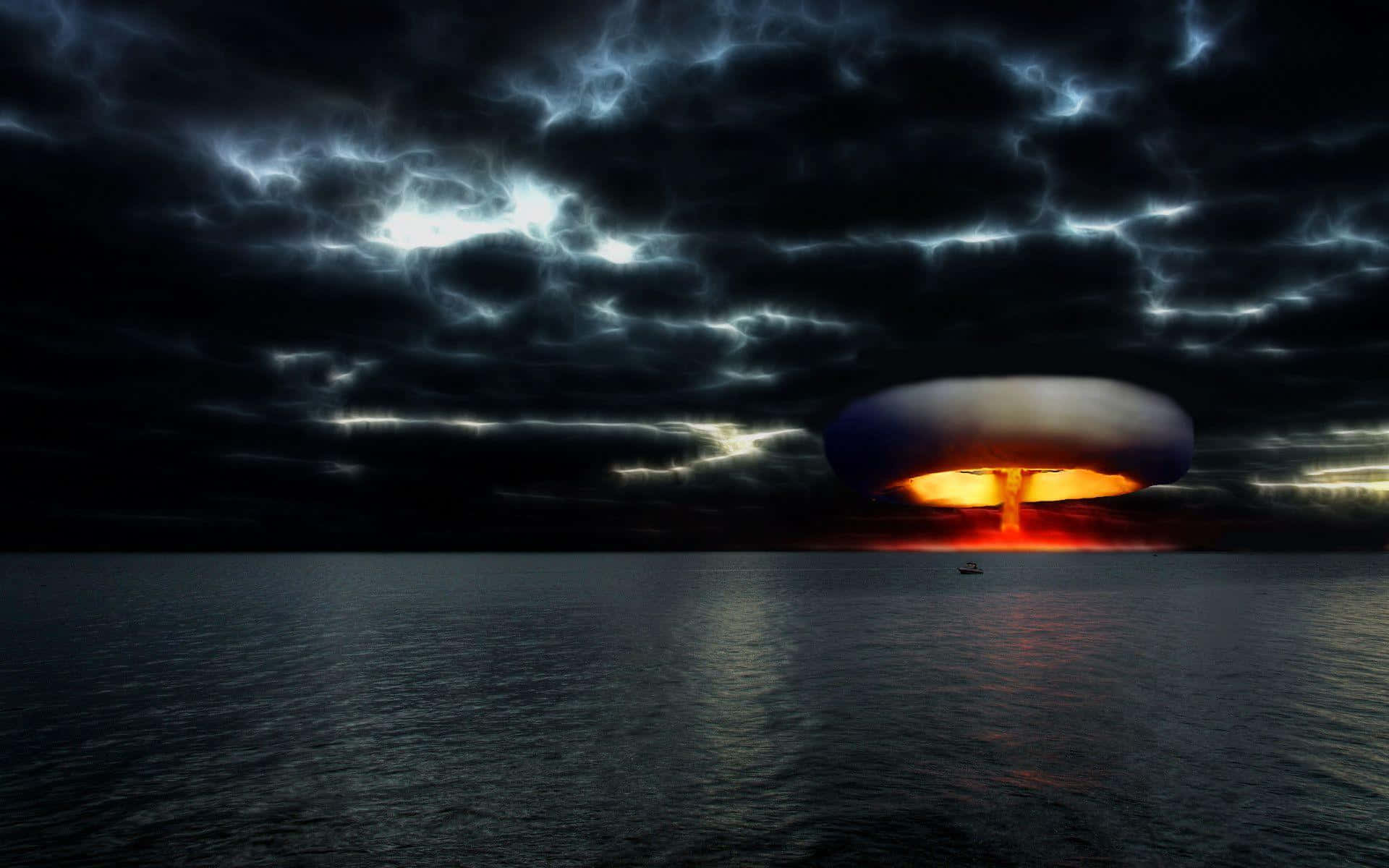 Nuclear Explosion Over Ocean Background