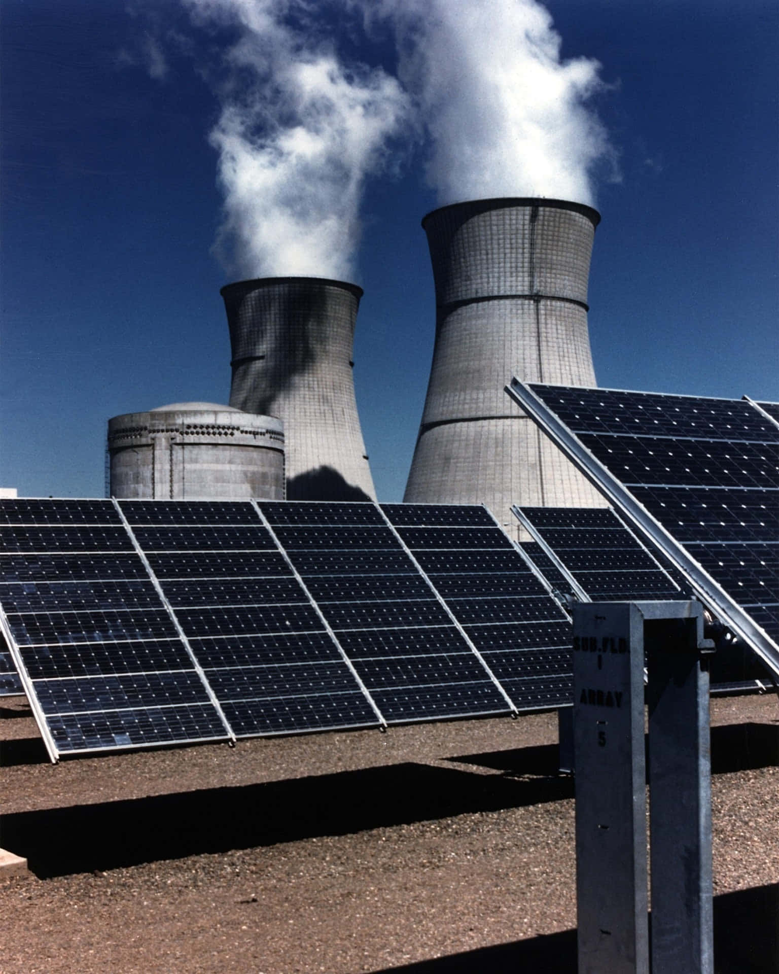 Nuclear Power Plant With Solar Panels Background