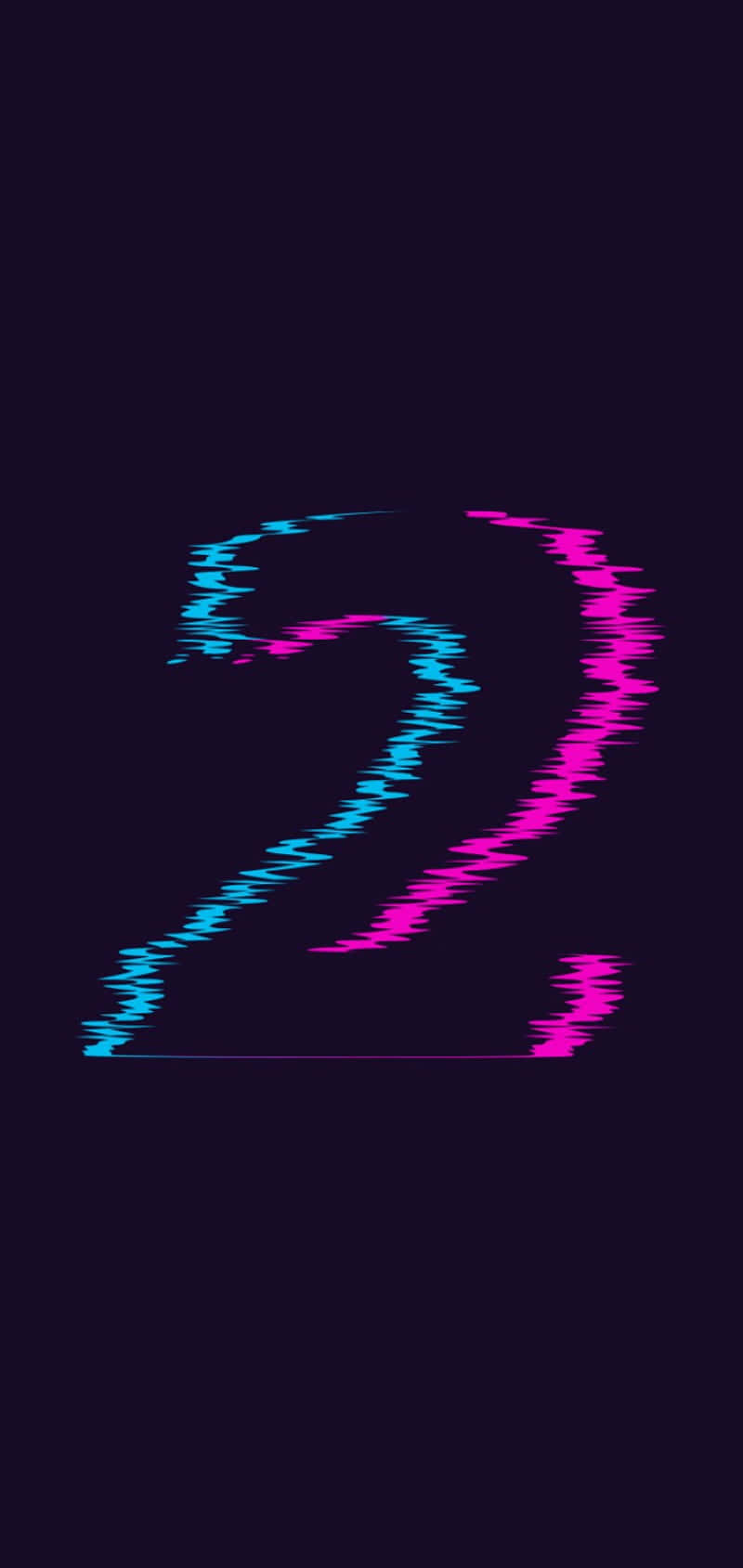 Number 2 Glitch Art Purple Teal