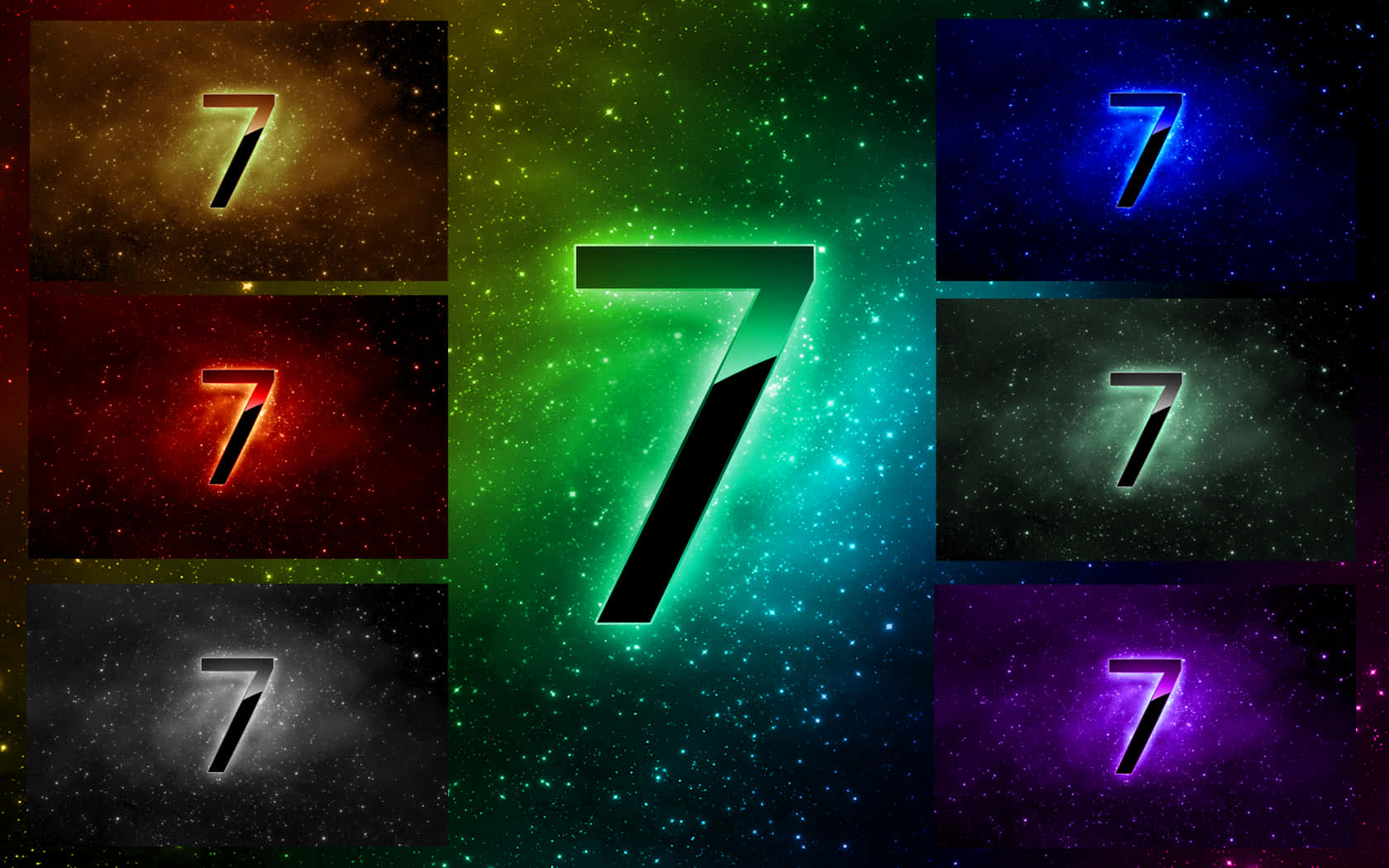 Number 7 Display Radiant Colorful Galaxy Background