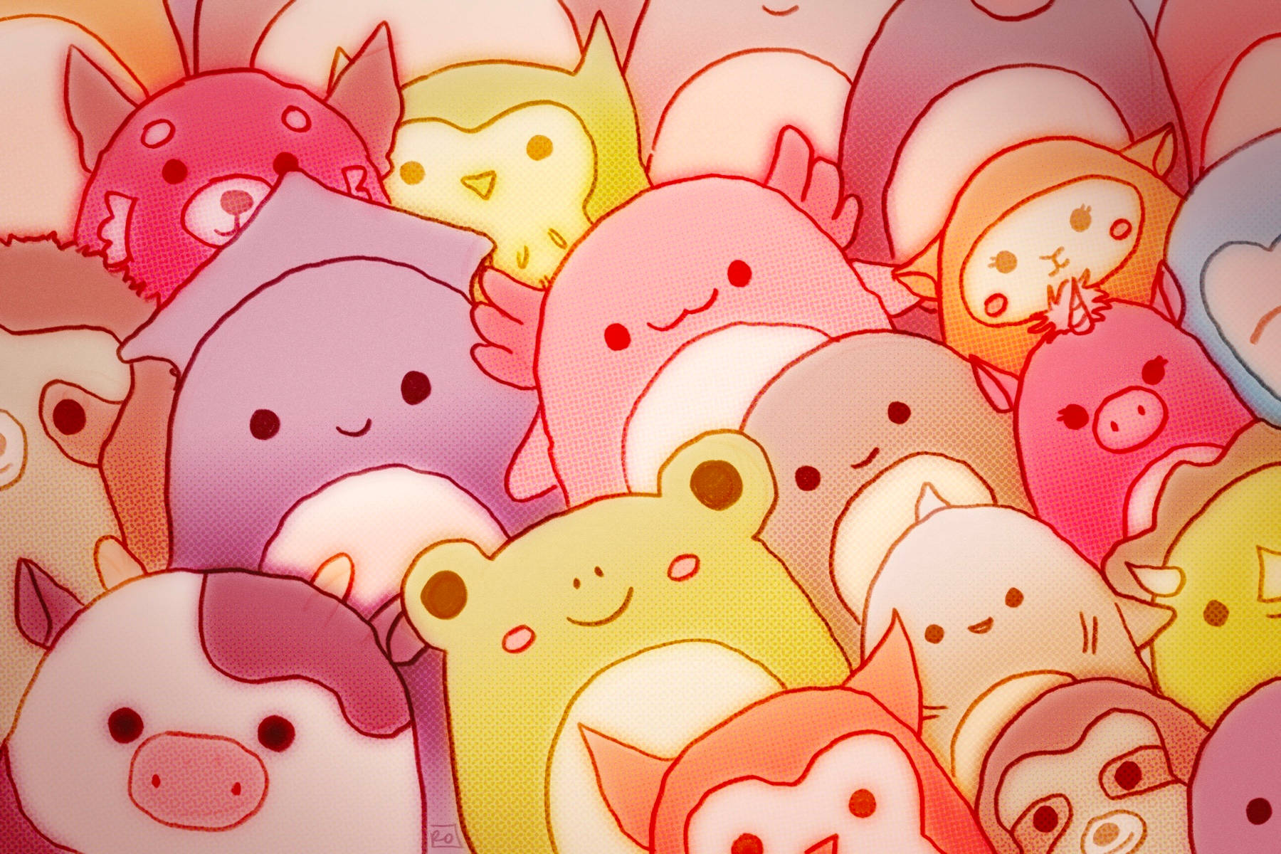 Numerous Cartoon Squishmallows Background