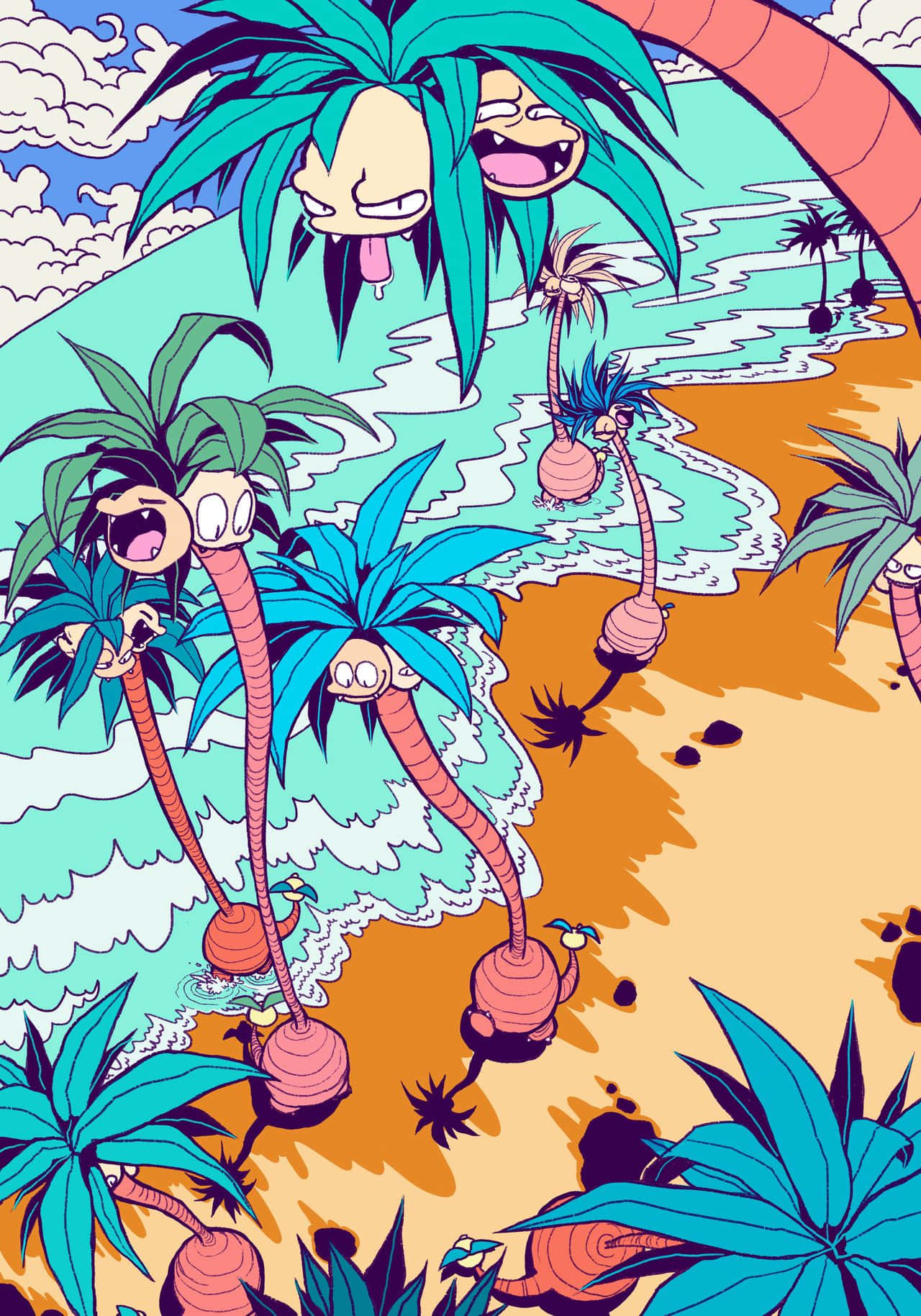 Numerous Exeggutor Characters Background