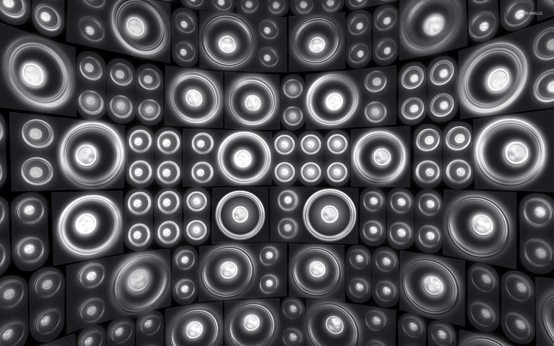 Numerous Gray Music Wall Speakers Digital Illustration