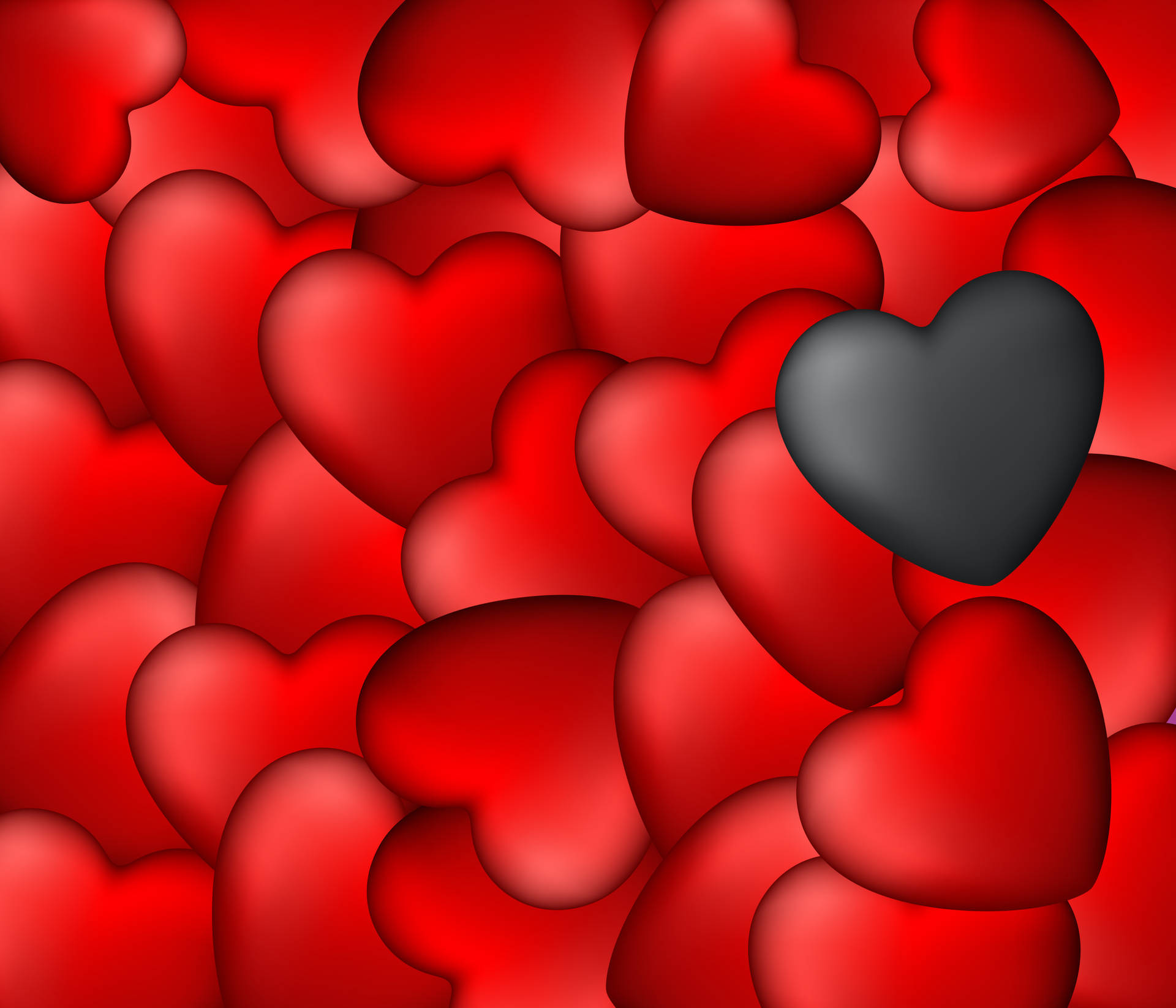 Numerous Red And Black Hearts Background