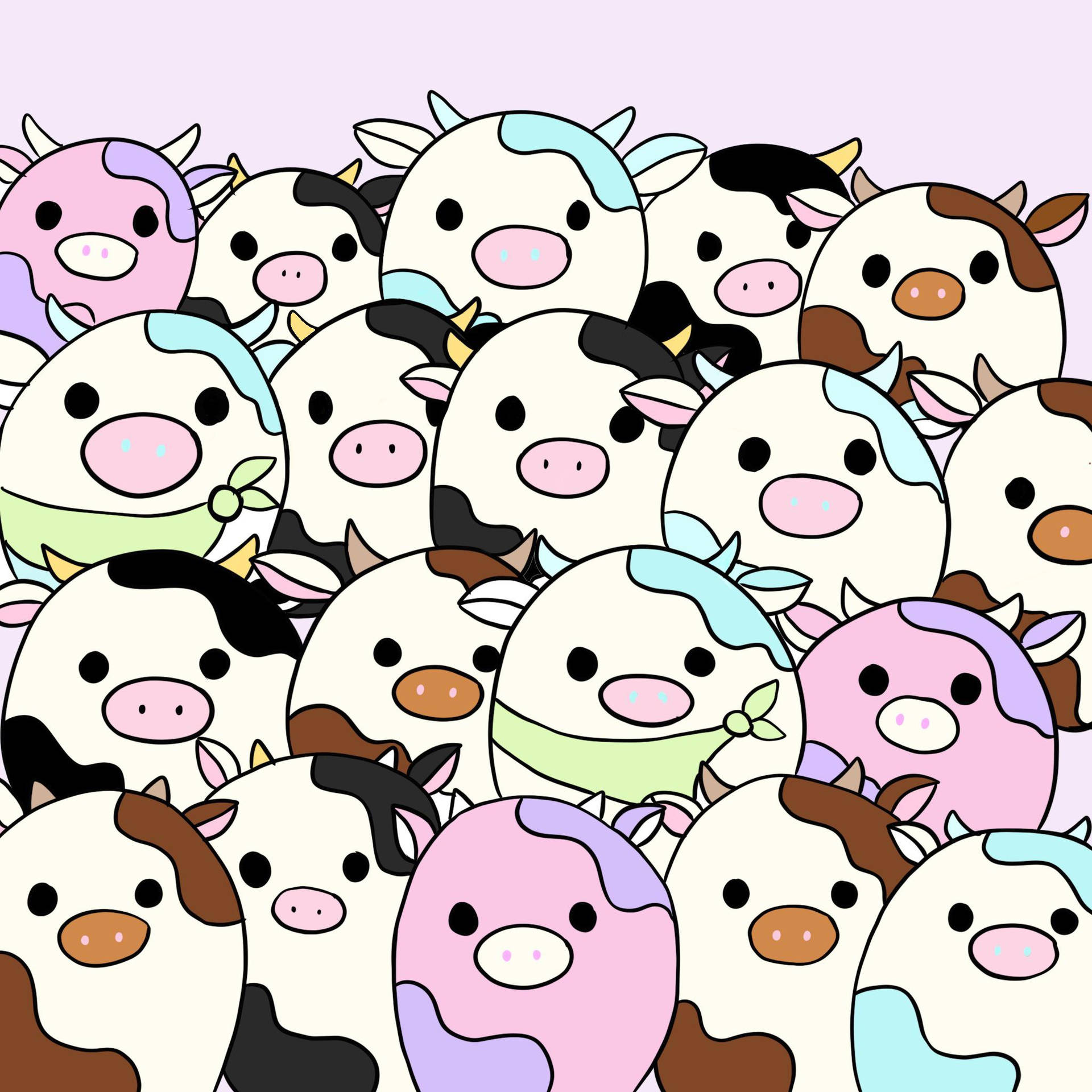 Numerous Squishmallows Cattles Background