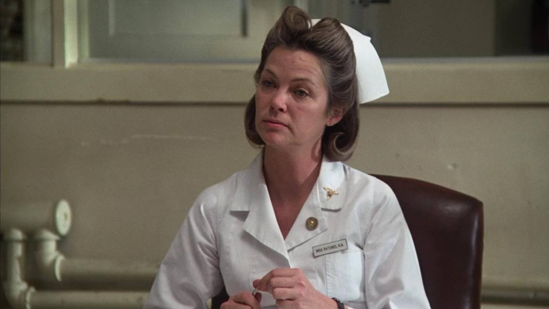 Nurse Ratched In Her Iconic White Uniform Background
