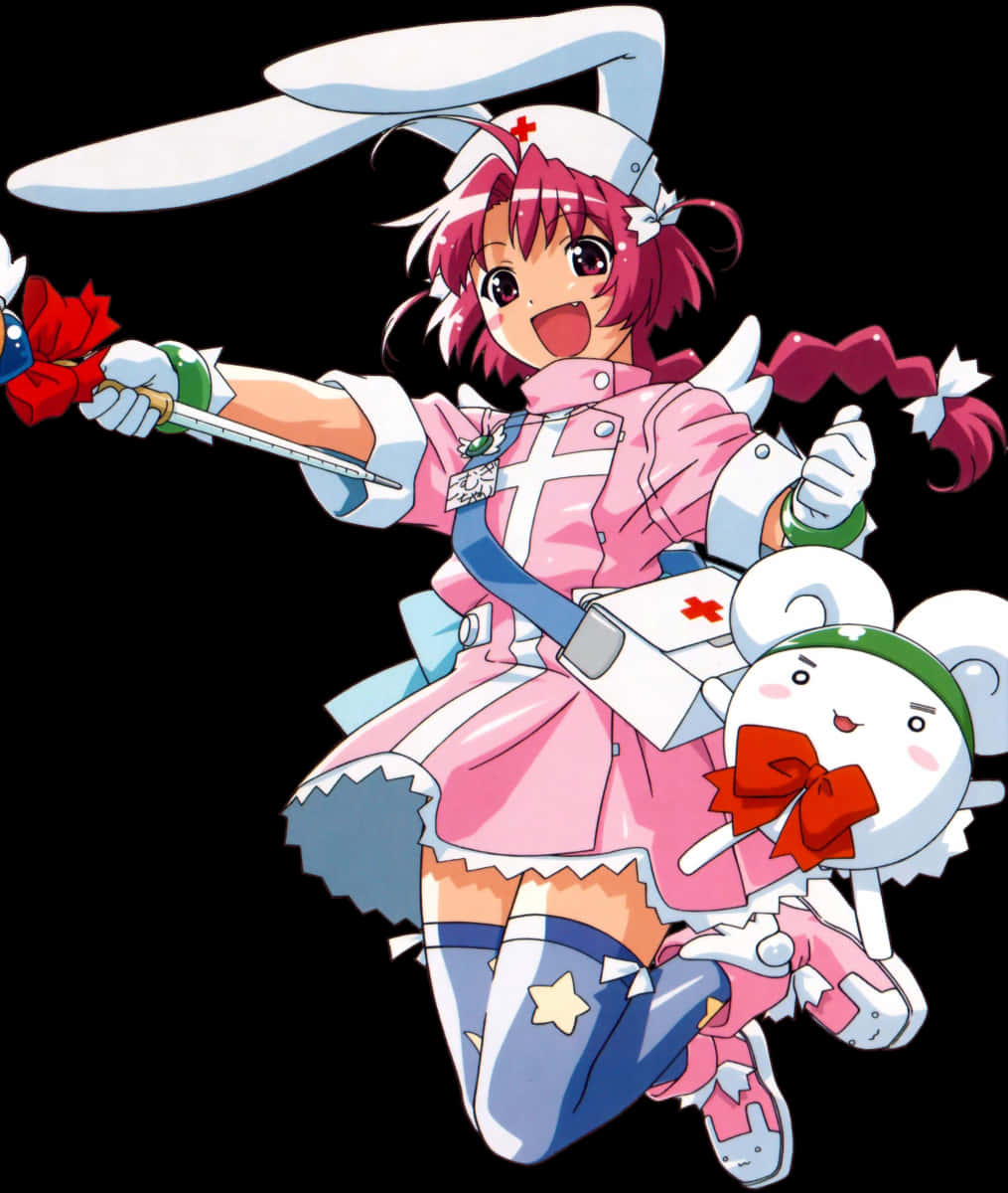 Nurse Witch Komugi Bunny Outfit Animecore Background