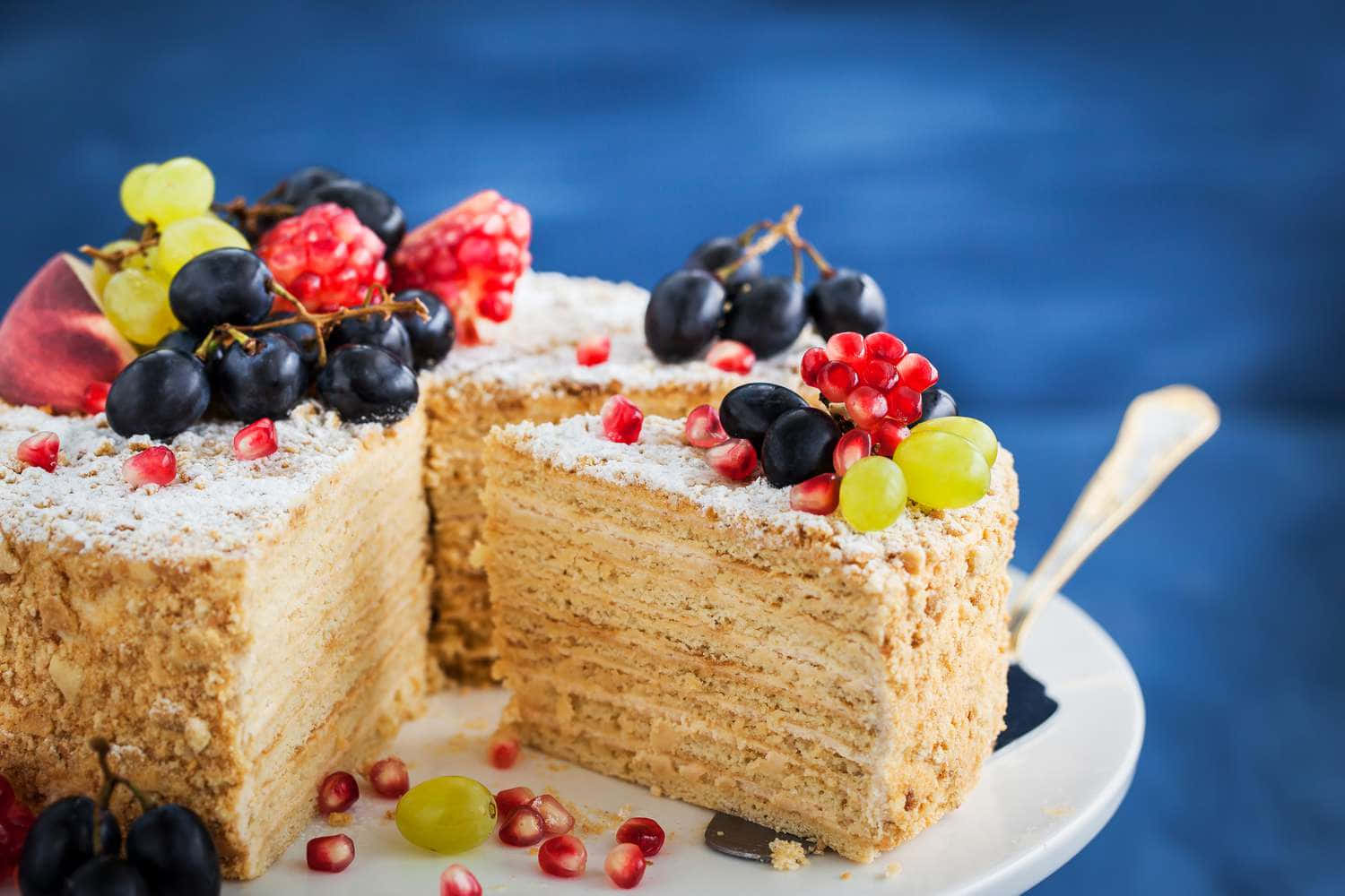 Nut Cake Tart Grapes Background