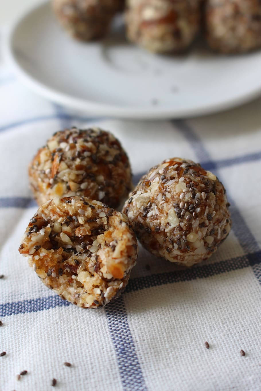 Nutrient-rich Chia Seeds Puffed Rice Balls Background