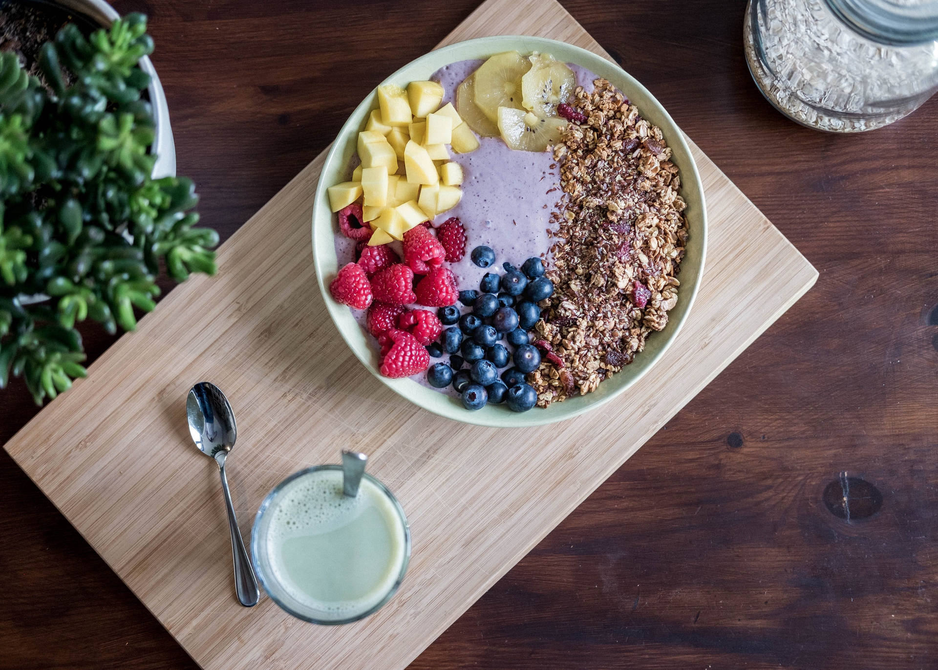 Nutritious Acai Berry Fruit Bowl Flat Lay