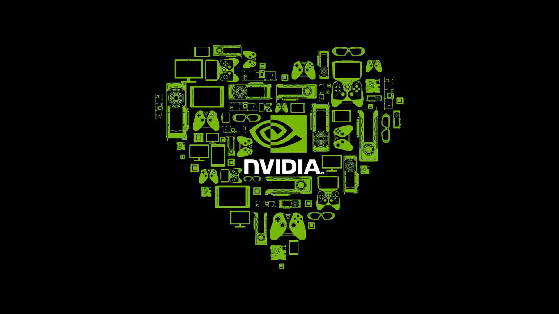 Nvidia 4k Uhd Icons Forming A Heart Background