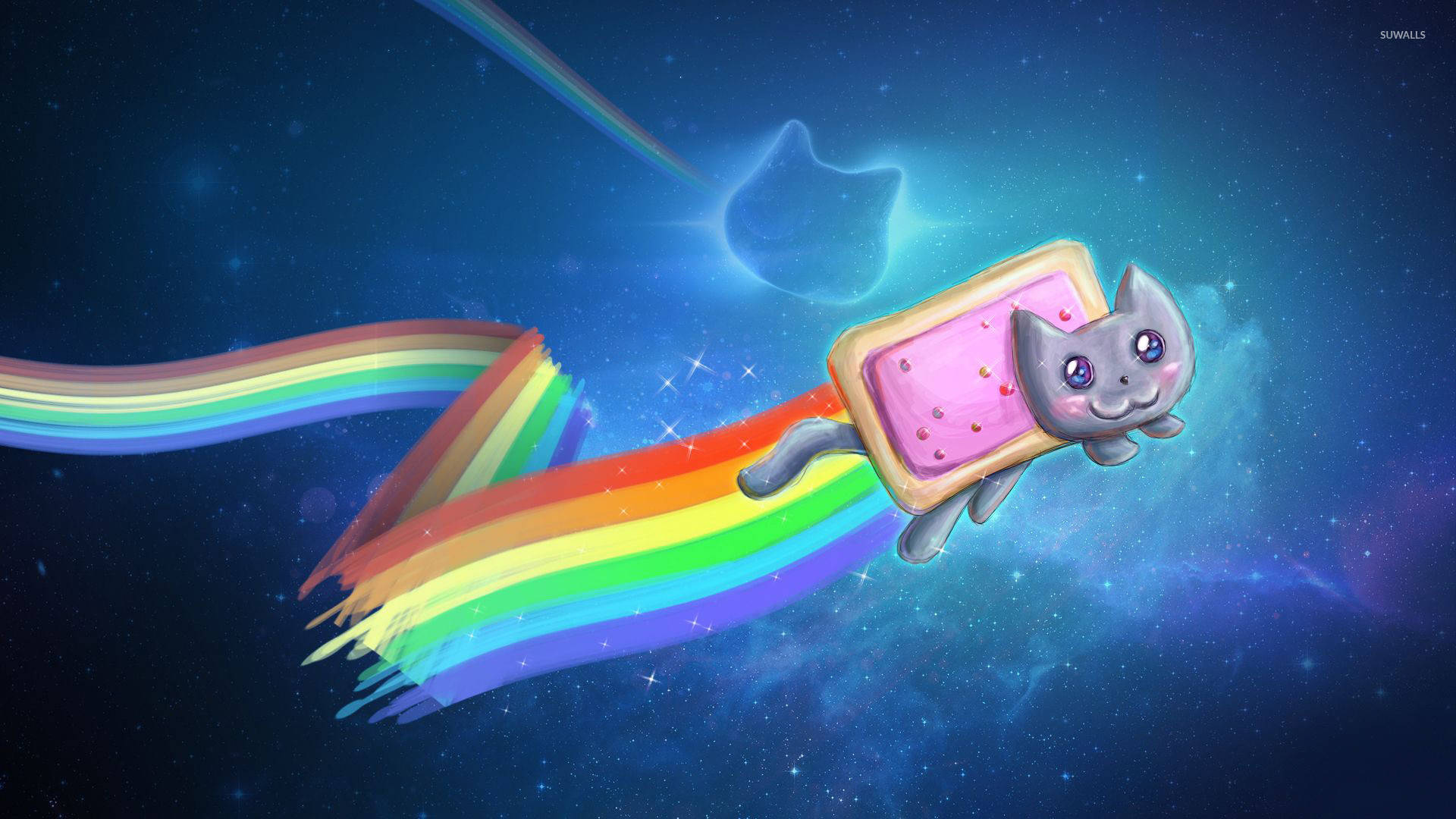 Nyan Cat Flying Zigzag Background
