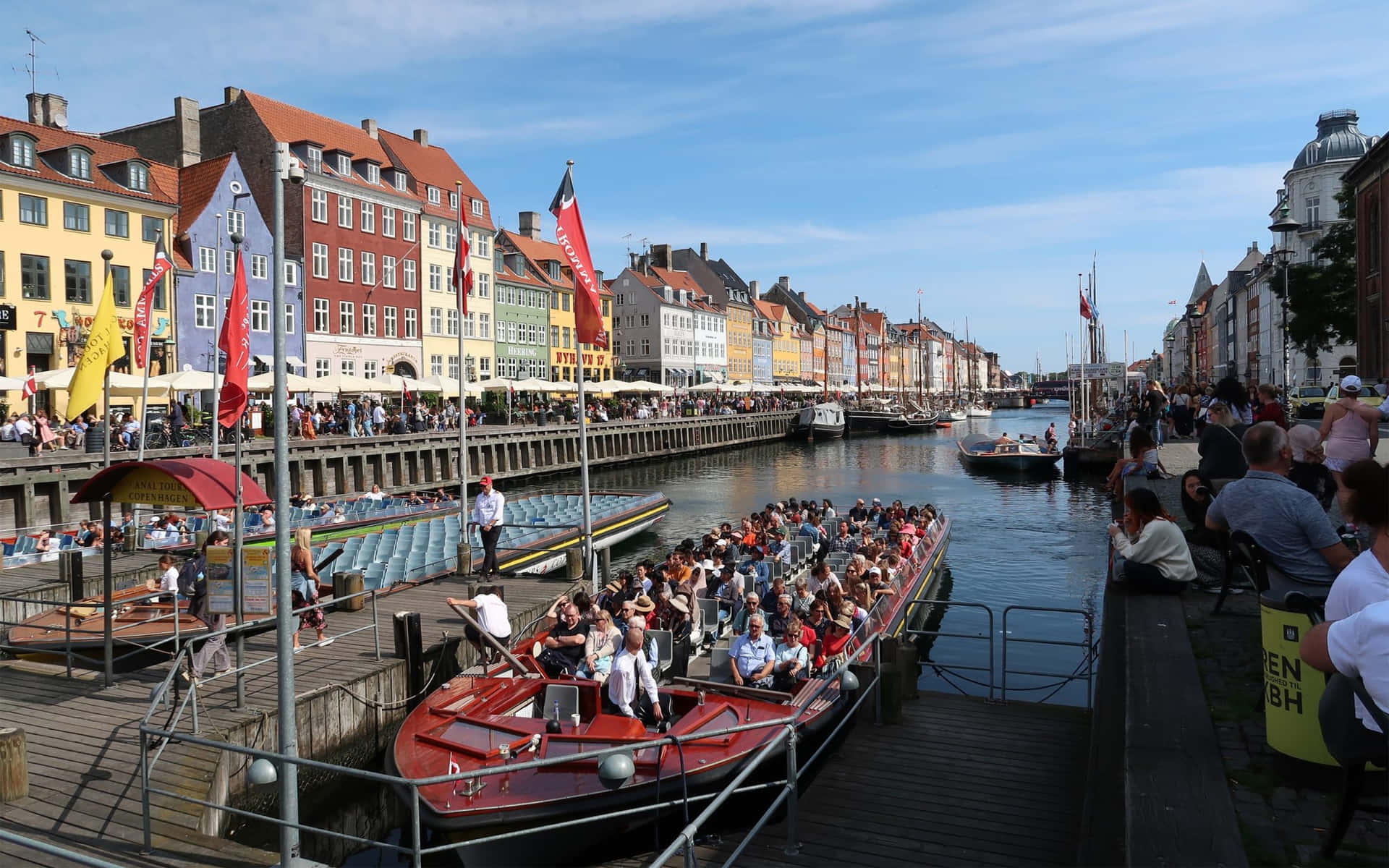 Nyhavn Famous Tour Boats Background