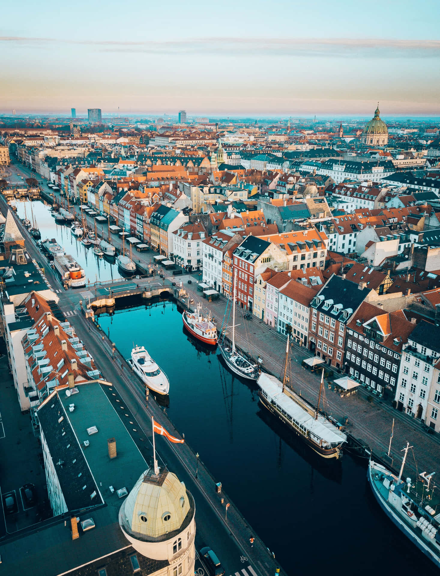 Nyhavn Port And City View Drone Shot Background