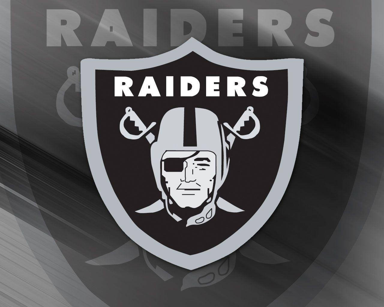 Oakland Raiders Logo Nfl Teams Grayscale Background