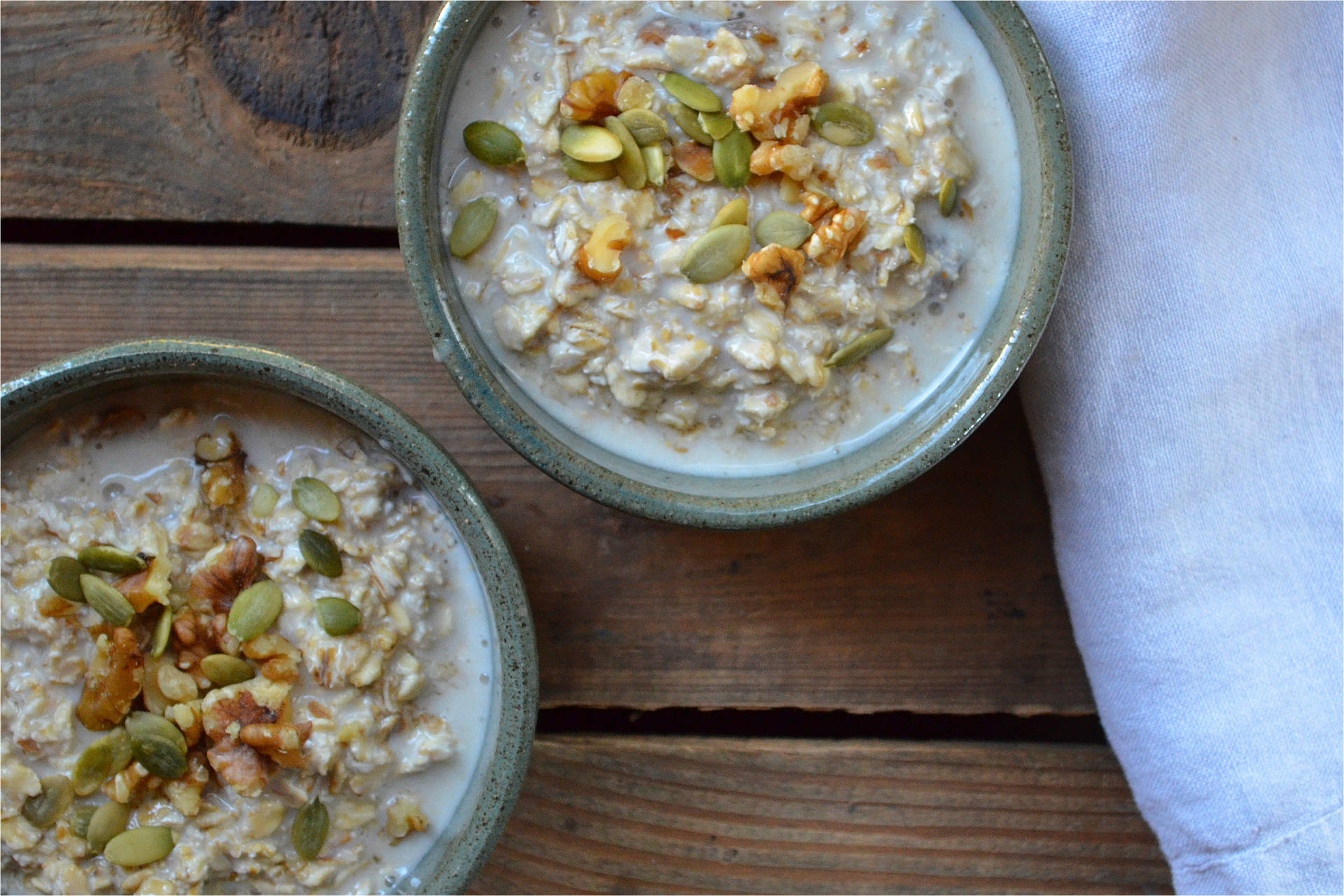 Oatmeal With Pumpkin Seeds And Walnuts Background