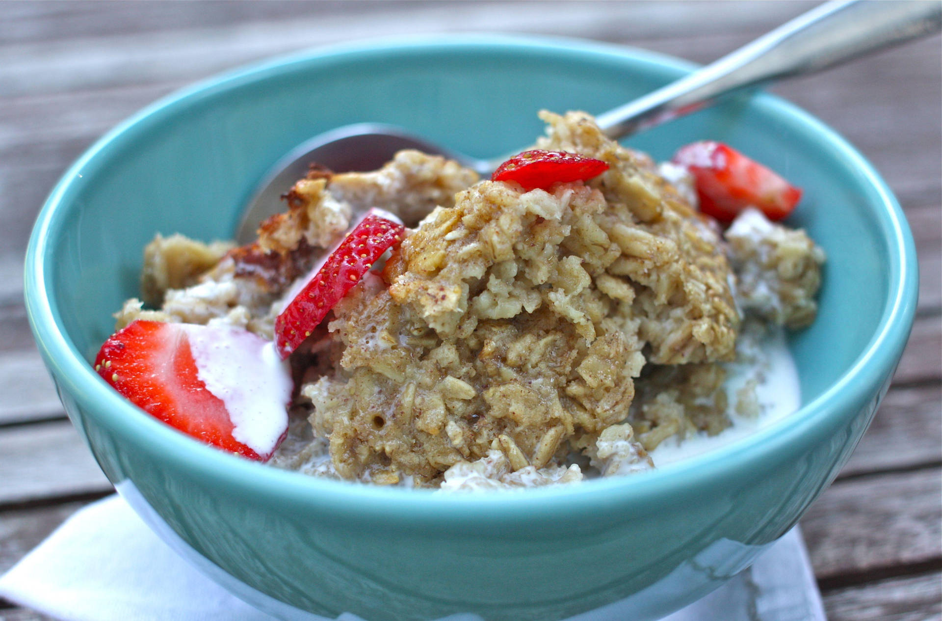 Oatmeal With Yogurt And Strawberries Background