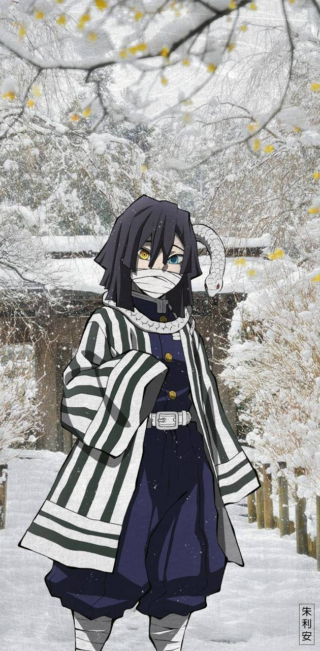 Obanai Iguro In Snow Forest Background