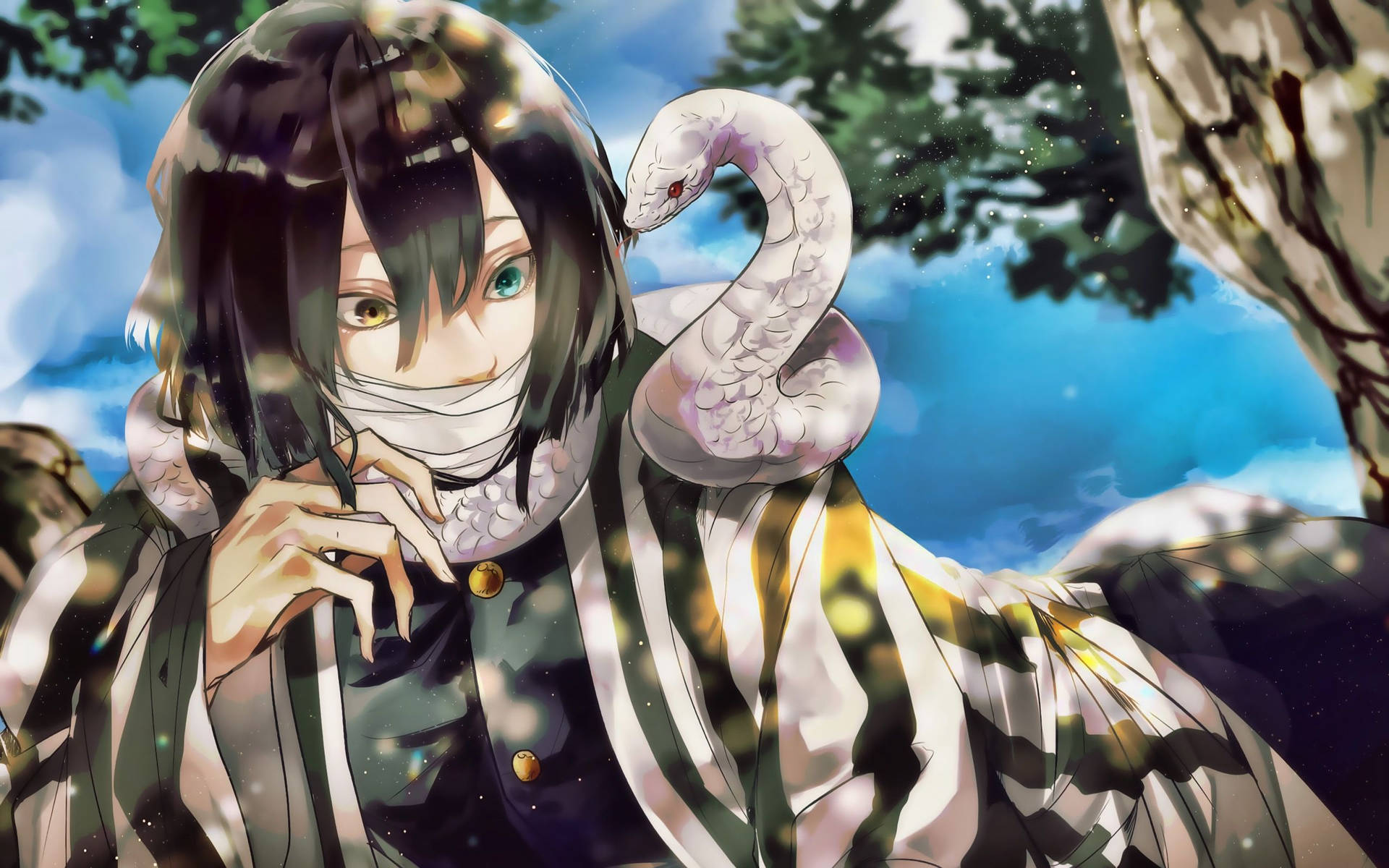 Obanai Iguro With Pet Snake Background