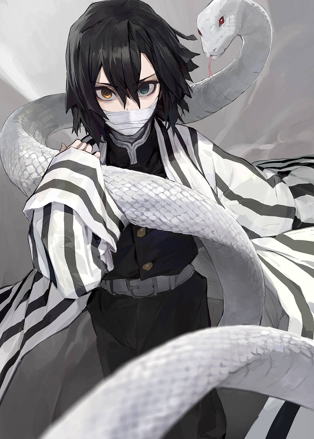 Obanai Iguro With Snake Kaburamaru Background