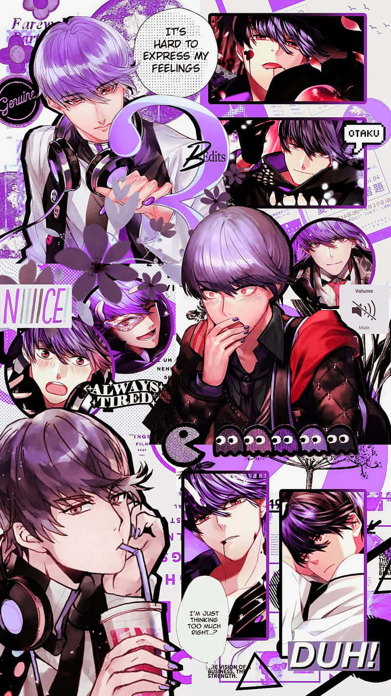 Obey Me Character Collage Purple Aesthetic Background