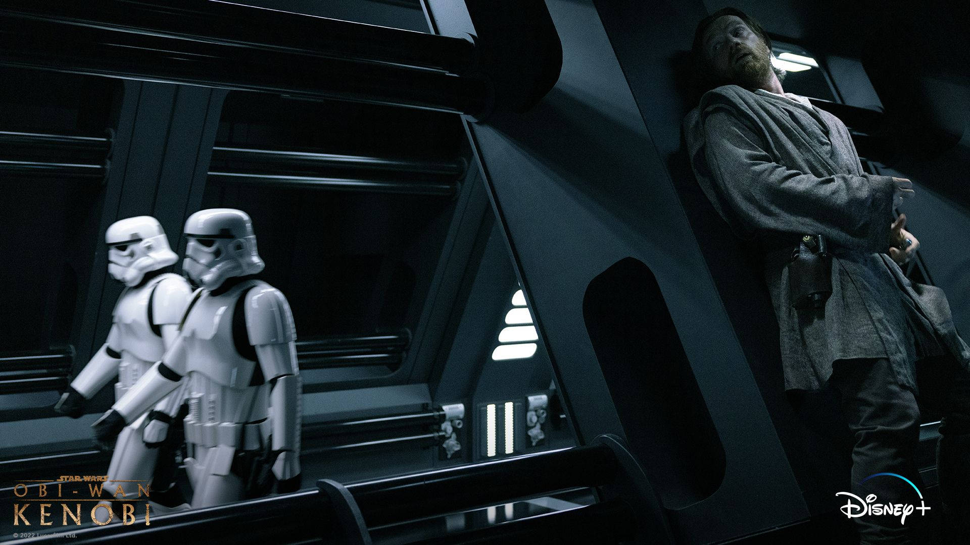 Obi-wan Kenobi Evades Stormtroopers In Hideout Background