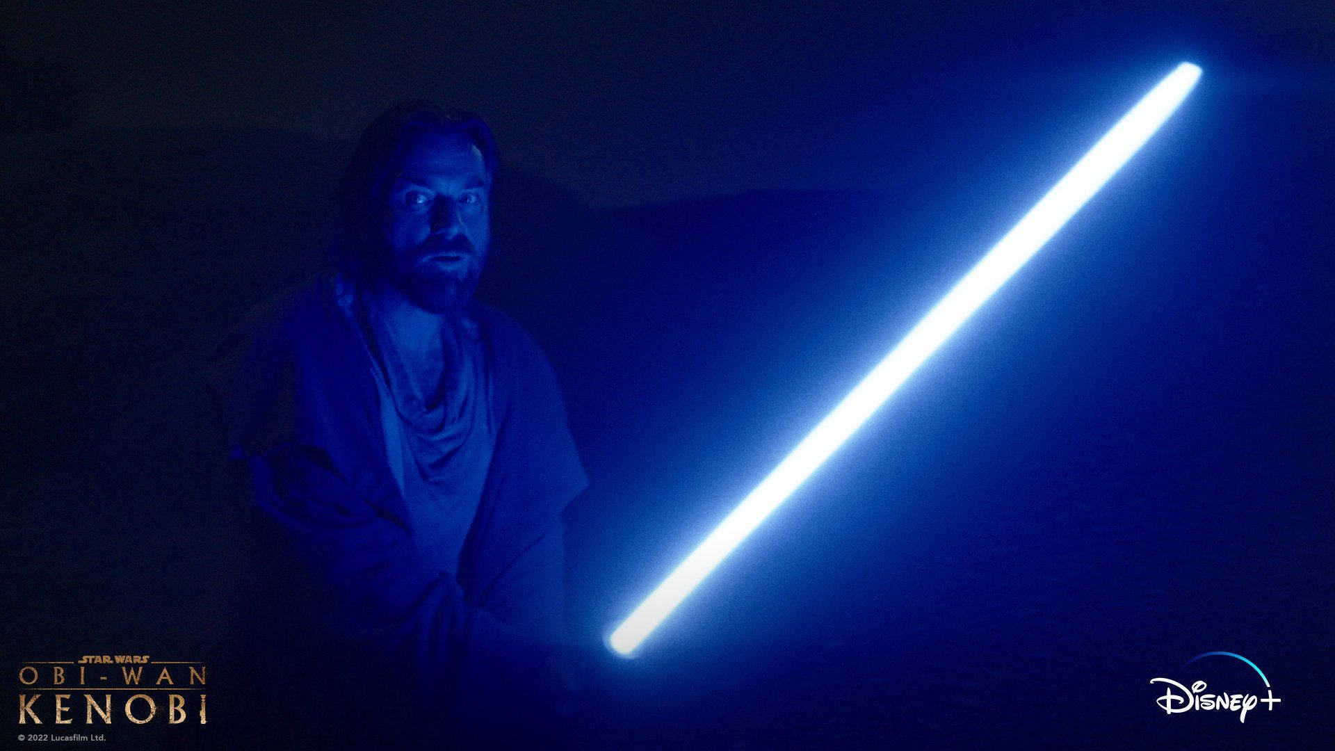 Obi Wan Kenobi Glowing Lightsaber Background
