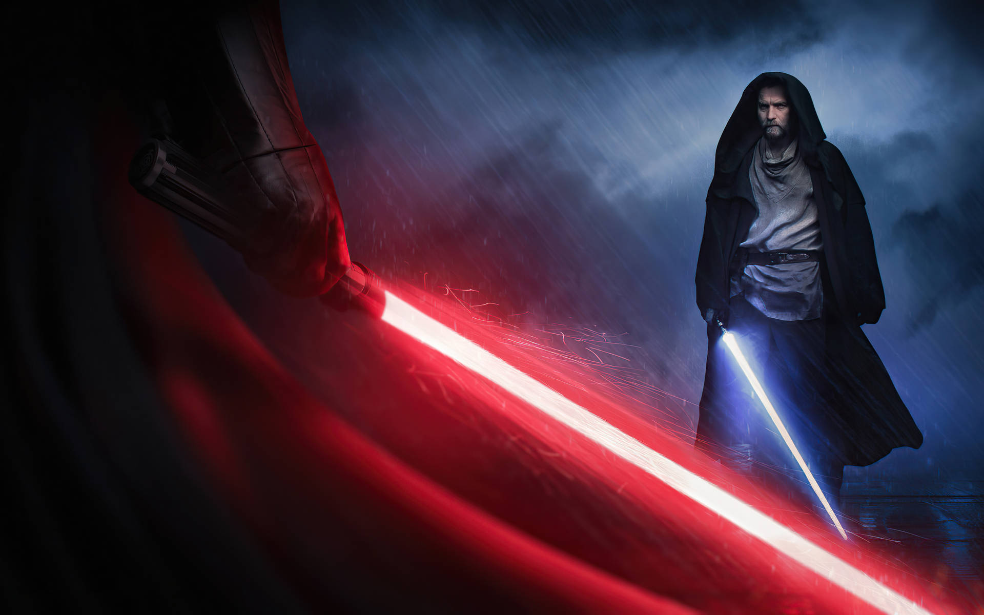 Obi Wan Kenobi Rain Duel Background