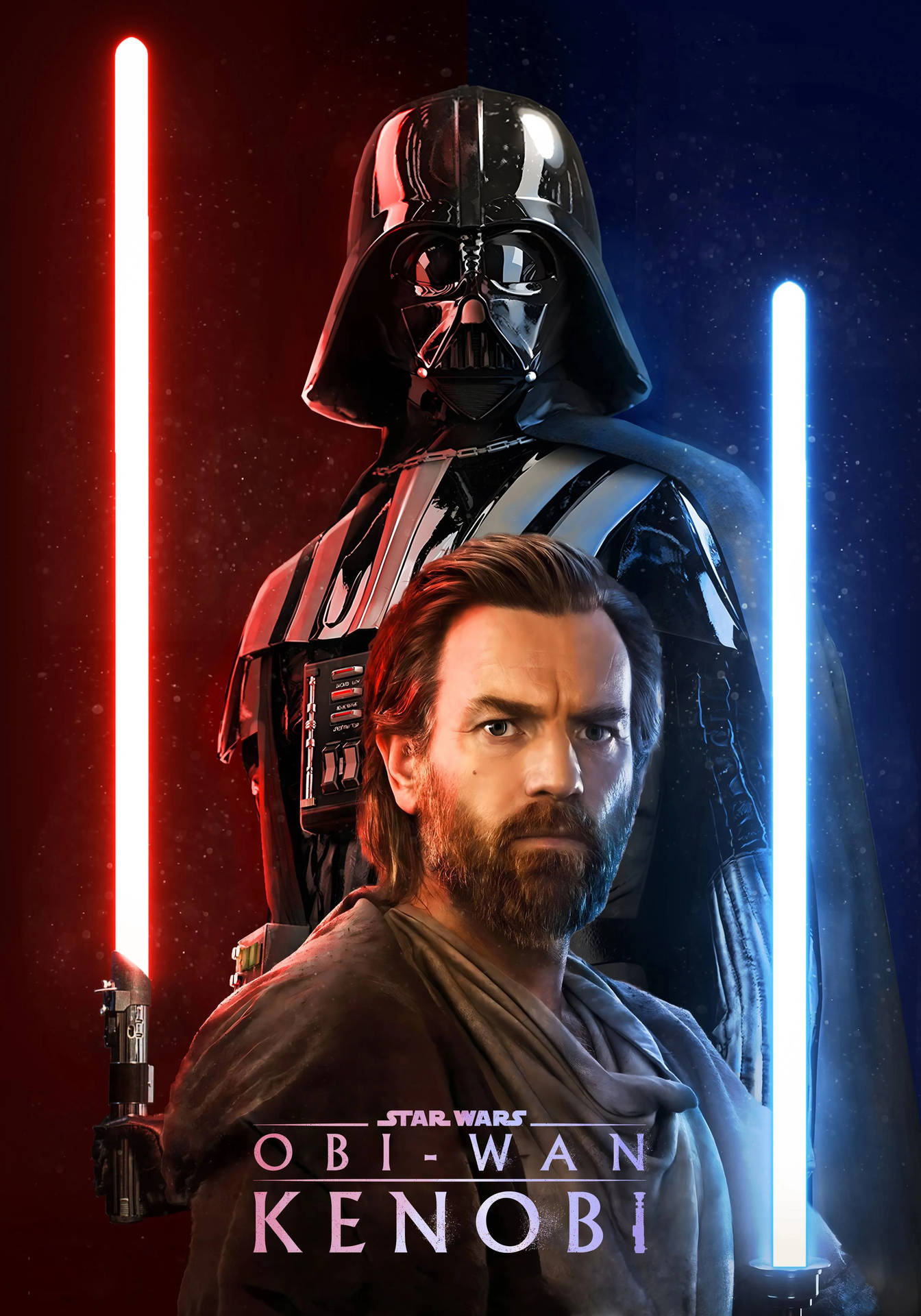 Obi Wan Kenobi Red And Blue Background